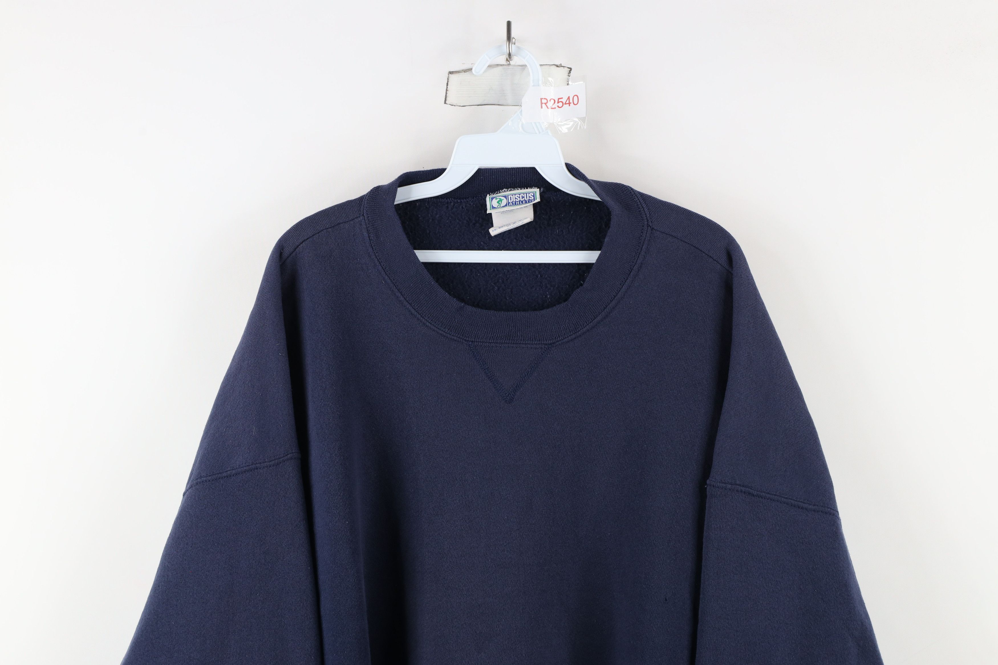Vintage Vintage 90s Streetwear Blank Crewneck Sweatshirt Blue USA Size US XXL / EU 58 / 5 - 2 Thumbnail