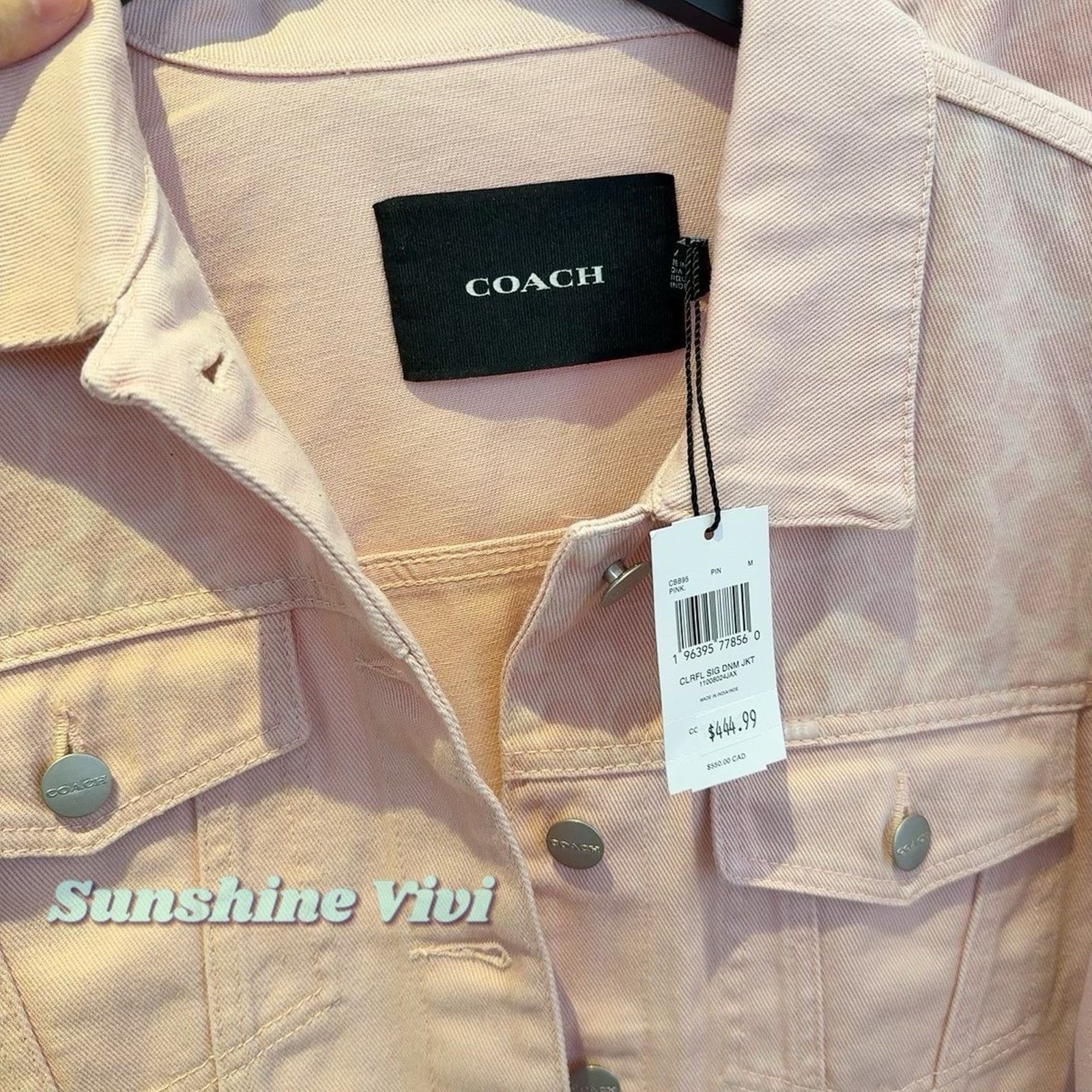 Coach NWT COACH Colorful Signature Denim Jacket Woman's CBB95 Pink Size M / US 6-8 / IT 42-44 - 4 Thumbnail