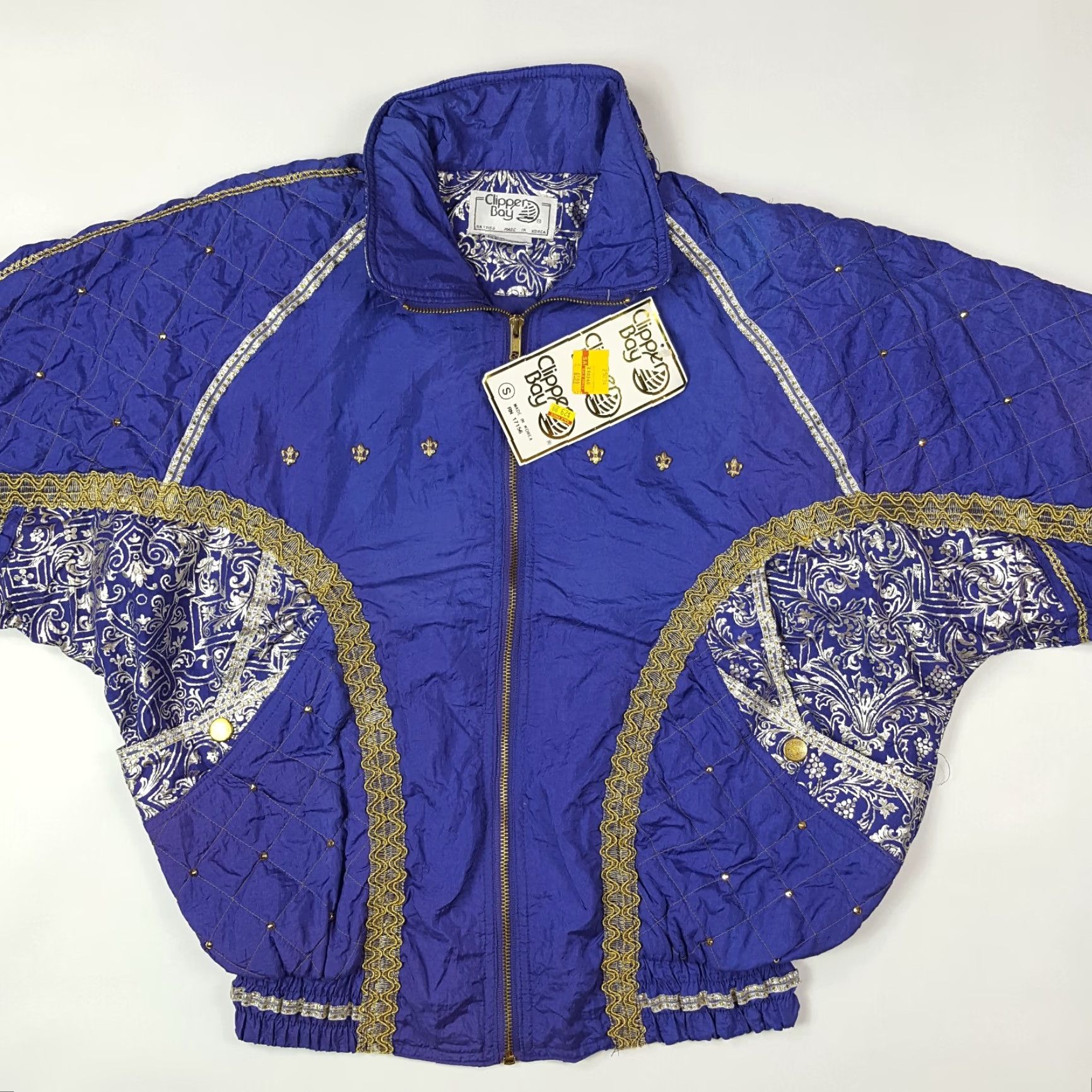 Vintage VINTAGE Purple Gold Women's Small Tracksuit Top Full Zip Up Jacket Windbreaker Size S / US 4 / IT 40 - 4 Thumbnail