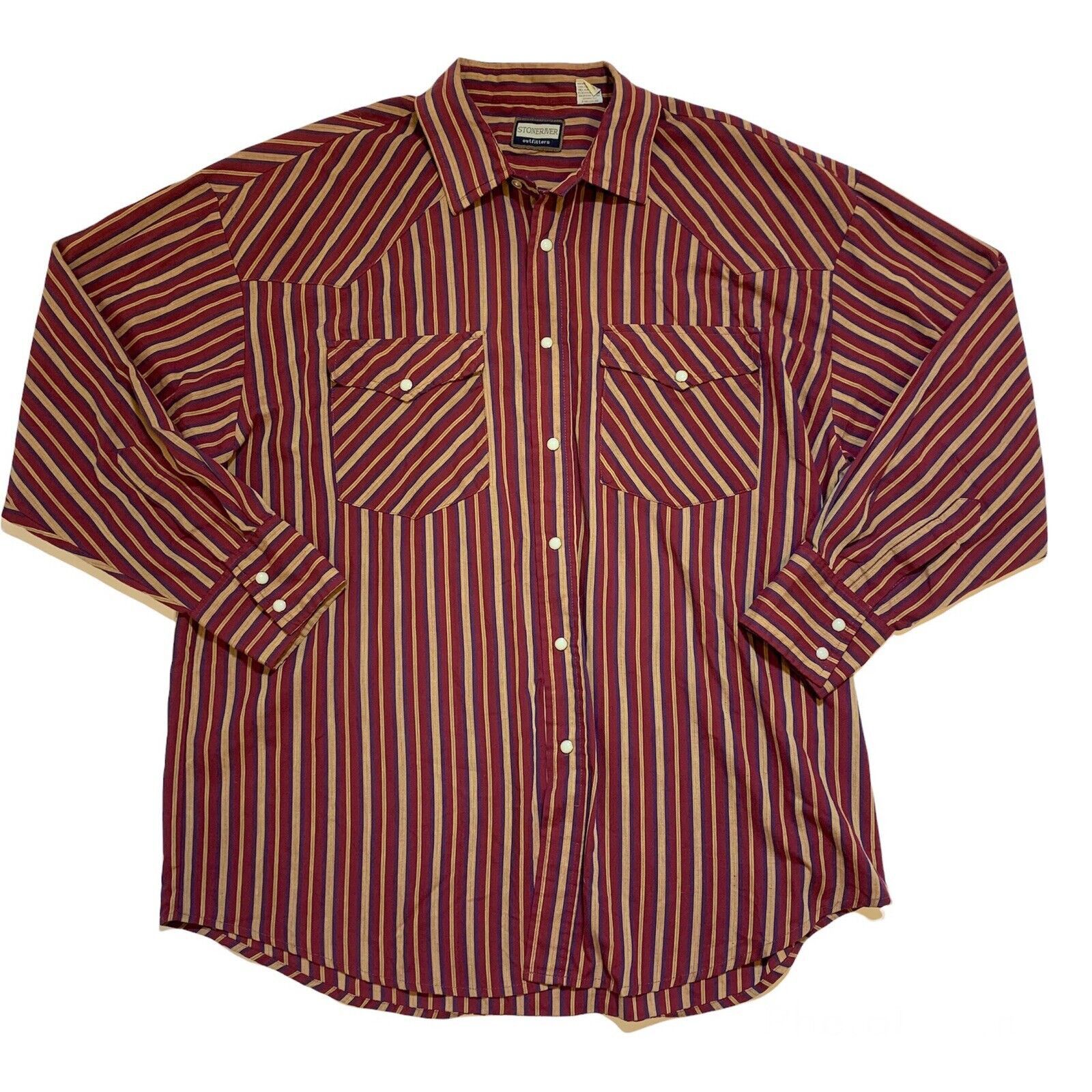 Vintage Stoneriver Outfitters Striped Pearl Snap Western Shirt Size US XL / EU 56 / 4 - 1 Thumbnail