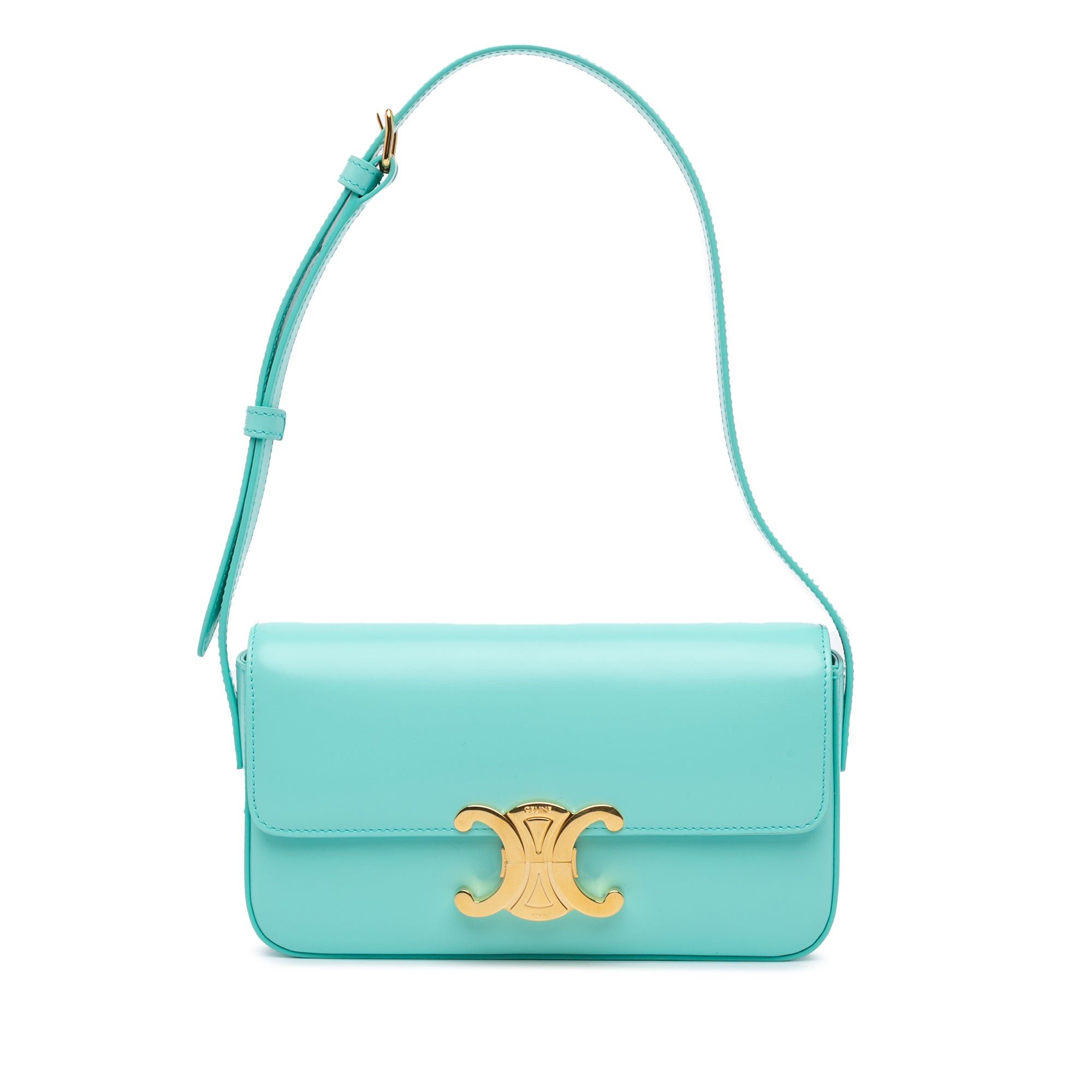 Celine Celine Triomphe Leather Claude Shoulder Bag Blue Size ONE SIZE - 1 Thumbnail