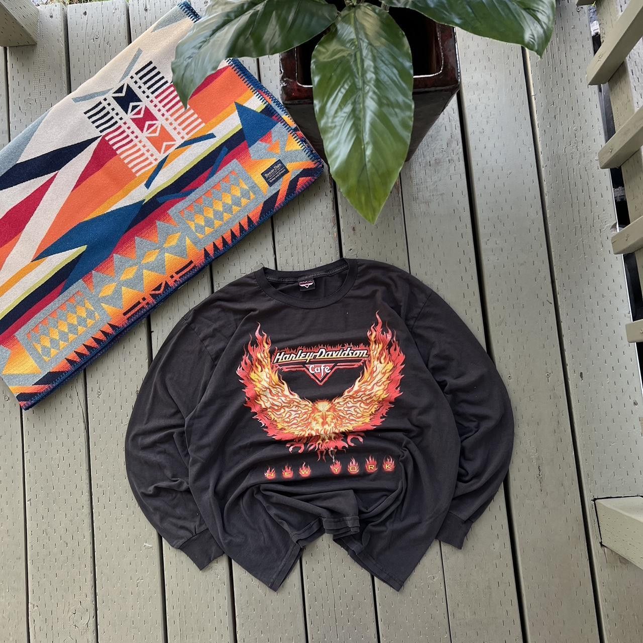 Harley Davidson × Vintage Vintage Harley Davidson Long Sleeve Firebird Black VTG Size US L / EU 52-54 / 3 - 5 Thumbnail