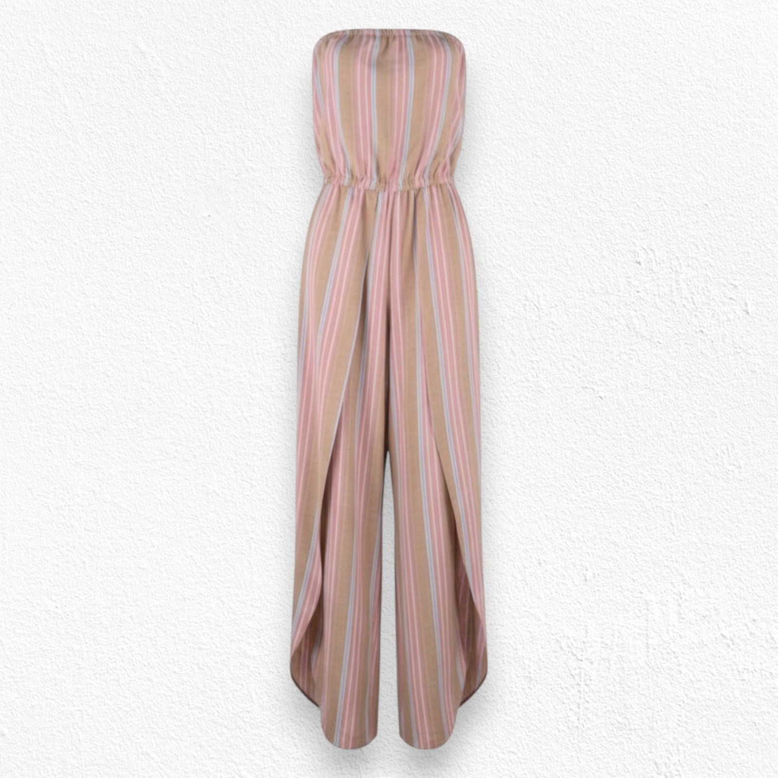 Drew Drew Strapless Striped Linen Blend Wide Leg Jumpsuit Size XS Size 26" / US 2 / IT 38 - 1 Thumbnail