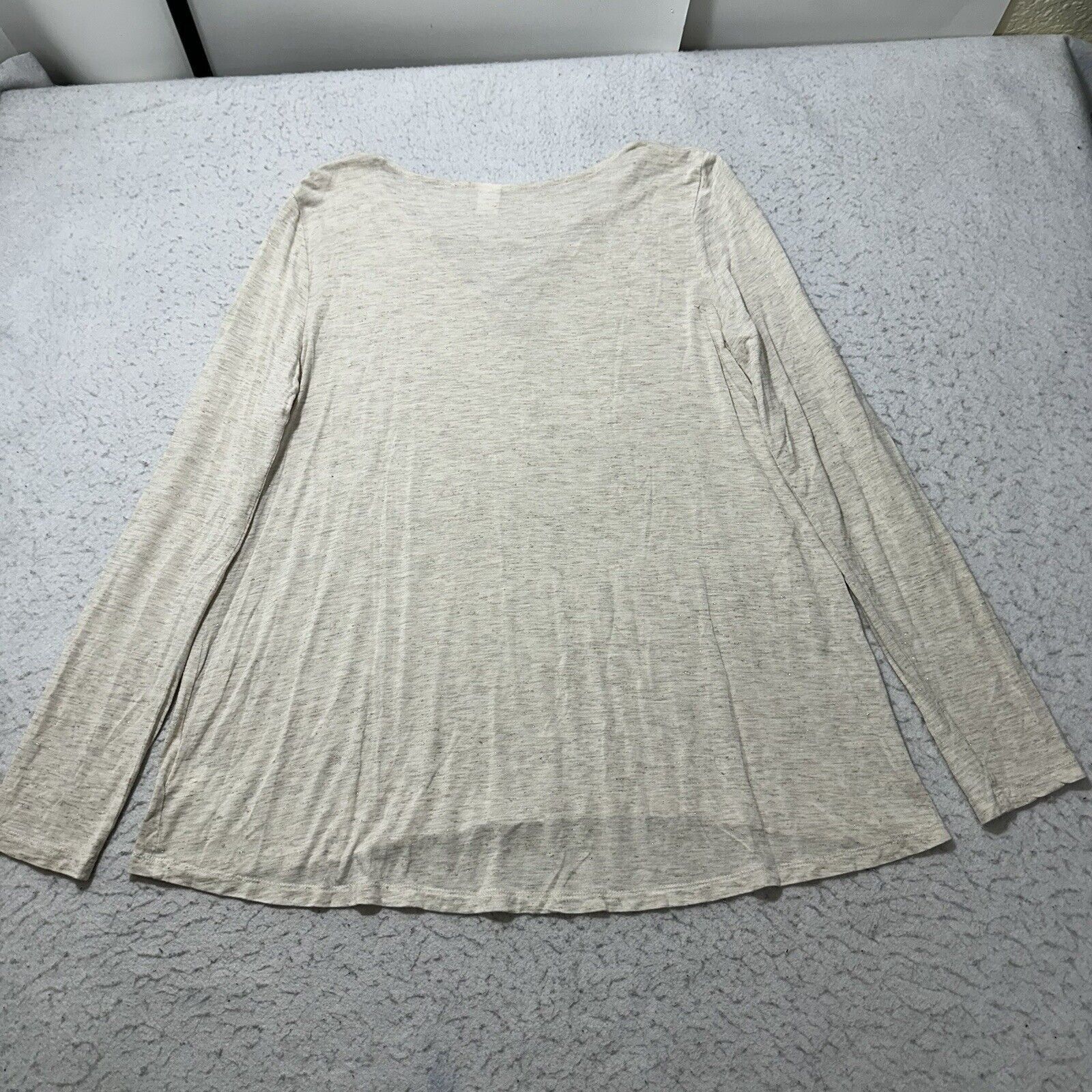 Old Navy Old Navy Medium Relaxed Lace-Up-Yoke Sparkle-Knit Top Beige Size M / US 6-8 / IT 42-44 - 10 Thumbnail