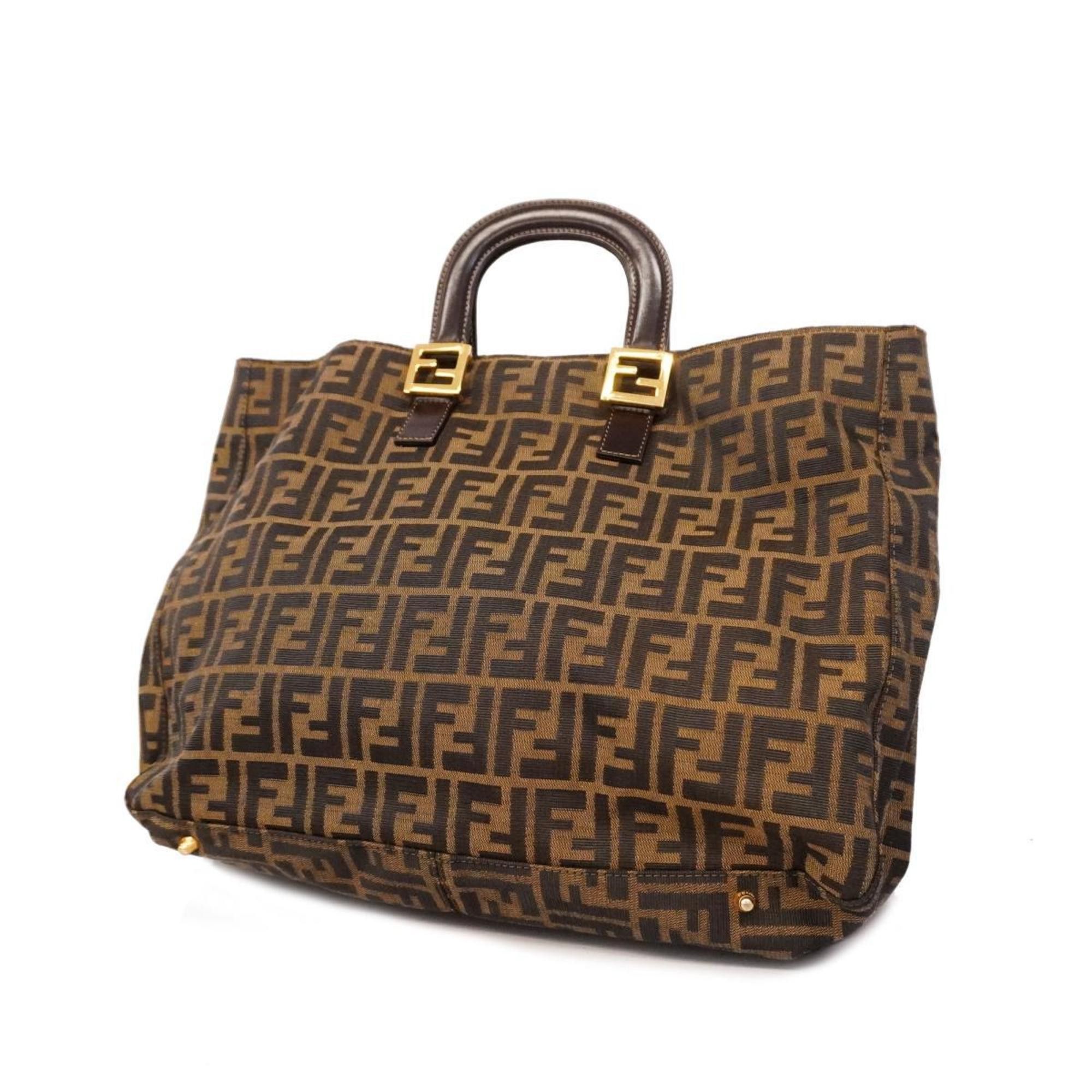 image of Fendi Handbag Zucca Nylon Canvas Brown Ladies, Women's