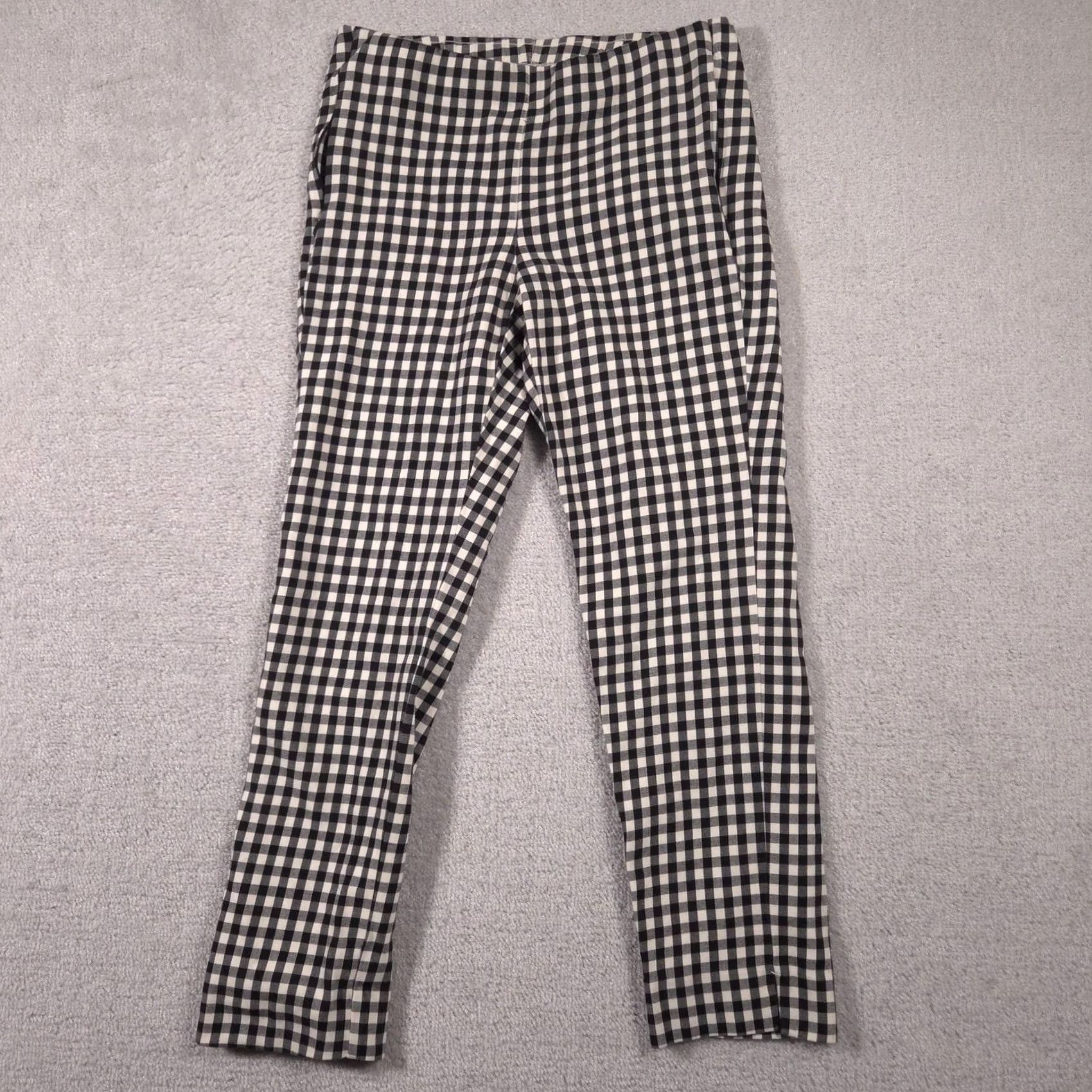 J. Jill J. Jill Essential Cotton Stretch Pants Womens 6 Black Beige Gingham Slim Ankle Dress Pants Zip Zipper 30in 26in Size 28" / US 6 / IT 42 - 2 Thumbnail
