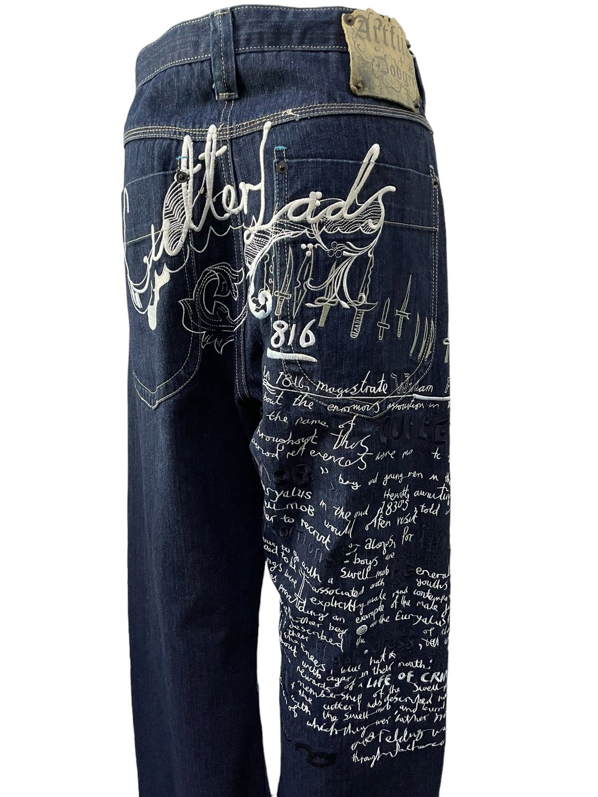 Japanese Brand Artful Dodger Jesse Pinkman Embroidered Poems Baggy Jeans Size US 34 / EU 50 - 5 Thumbnail