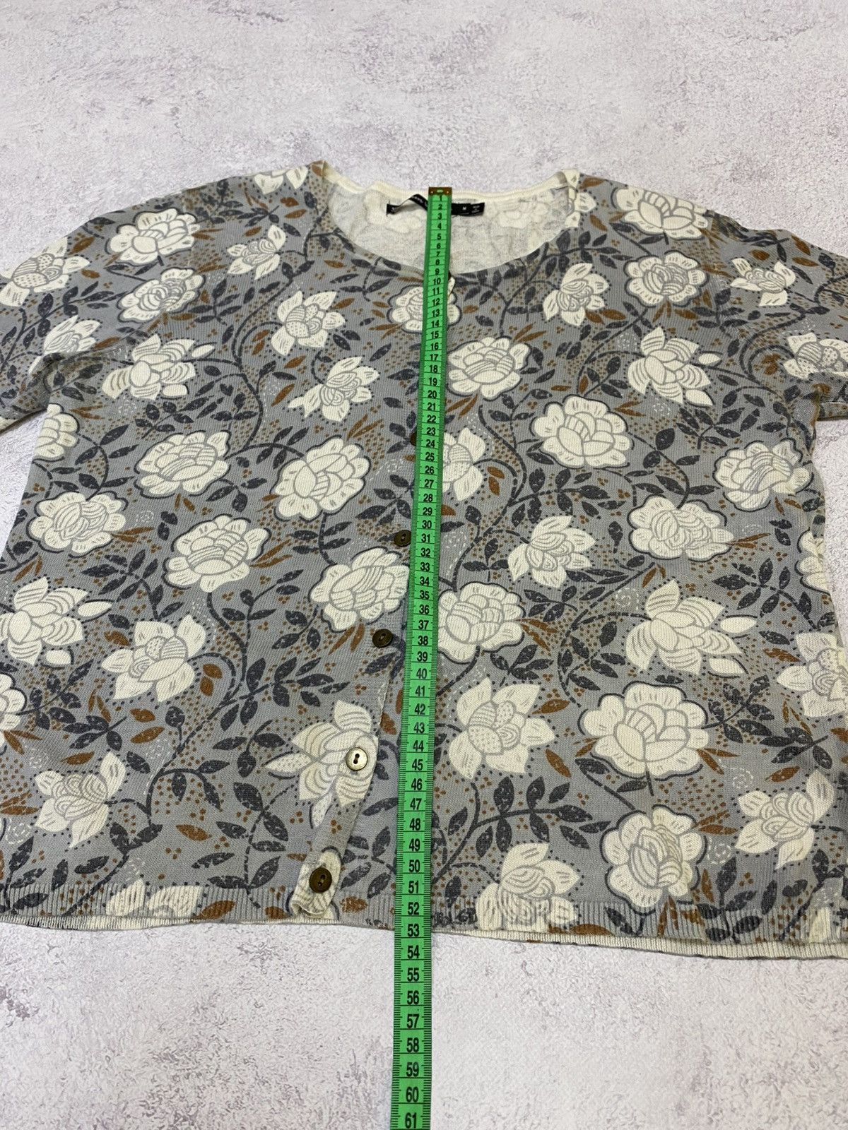 Gudrun Sjoden Gudrun Sjoden Gray Floral Knit Button Down Cardigan Sweater Size M / US 6-8 / IT 42-44 - 13 Thumbnail