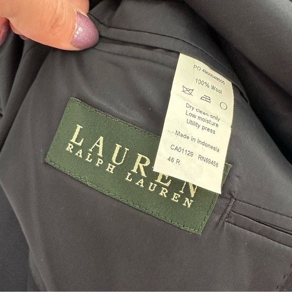 Ralph Lauren Lauren Ralph Lauren 100% Wool Men's Navy Suit Blazer Size 46R - 6 Thumbnail