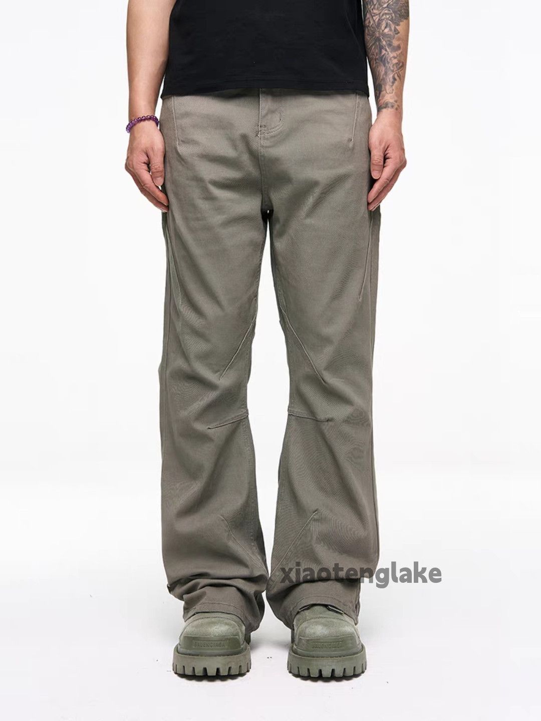 Unisex washed faded cleanfit yuppie bootcut work pants