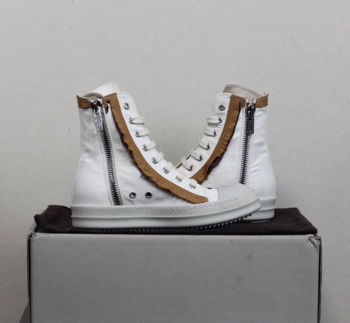 Rick Owens Rick Owens DRKSHDW High-Top Nylon & Silk Panel Sneakers Size US 5 / IT 35 - 4 Thumbnail