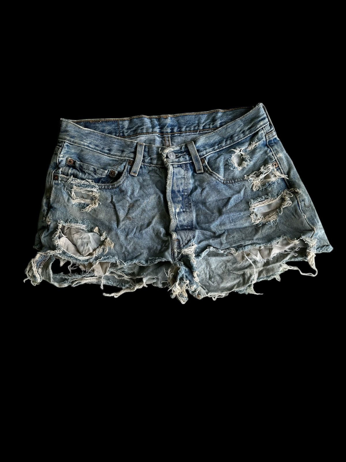 Japanese Brand Distress Denim 💥 Levis Short Distress Tsrash Denim💥 Size US 30 / EU 46 - 1 Thumbnail