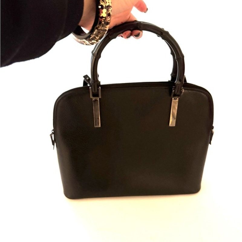 Gucci Gucci Black Pebble Grained leather w/bamboo handle bag Size ONE SIZE - 6 Thumbnail