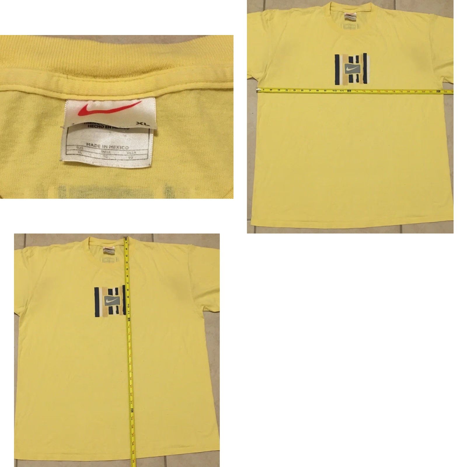 Travis Scott VINTAGE Nike Shirt XL Yellow 90s Swoosh Distressed Grunge Surf Skate Y2K Mens Biker Hip Hop USA College Rock 80s Size US XL / EU 56 / 4 - 10 Thumbnail