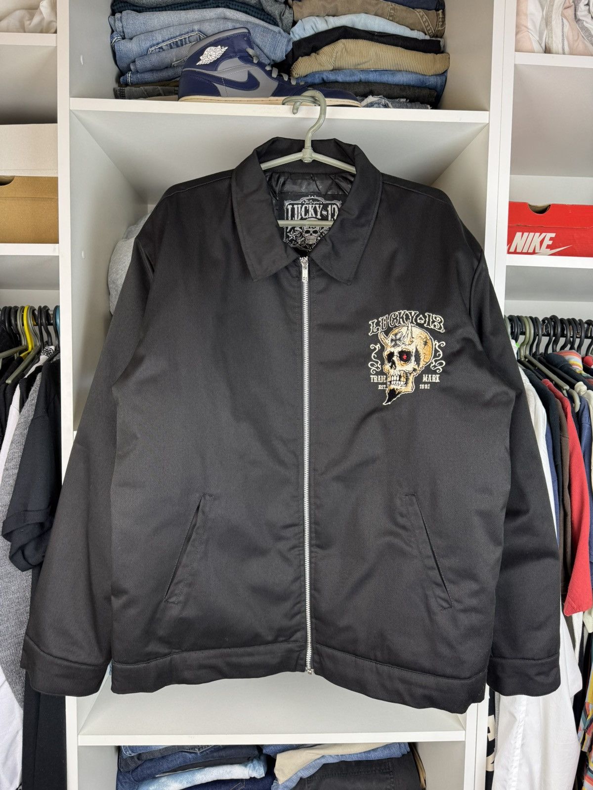 Other Lucky 13 "Bikes, Booze & Broads" Skull Zip-Up Jacket Size US XL / EU 56 / 4 - 11 Thumbnail