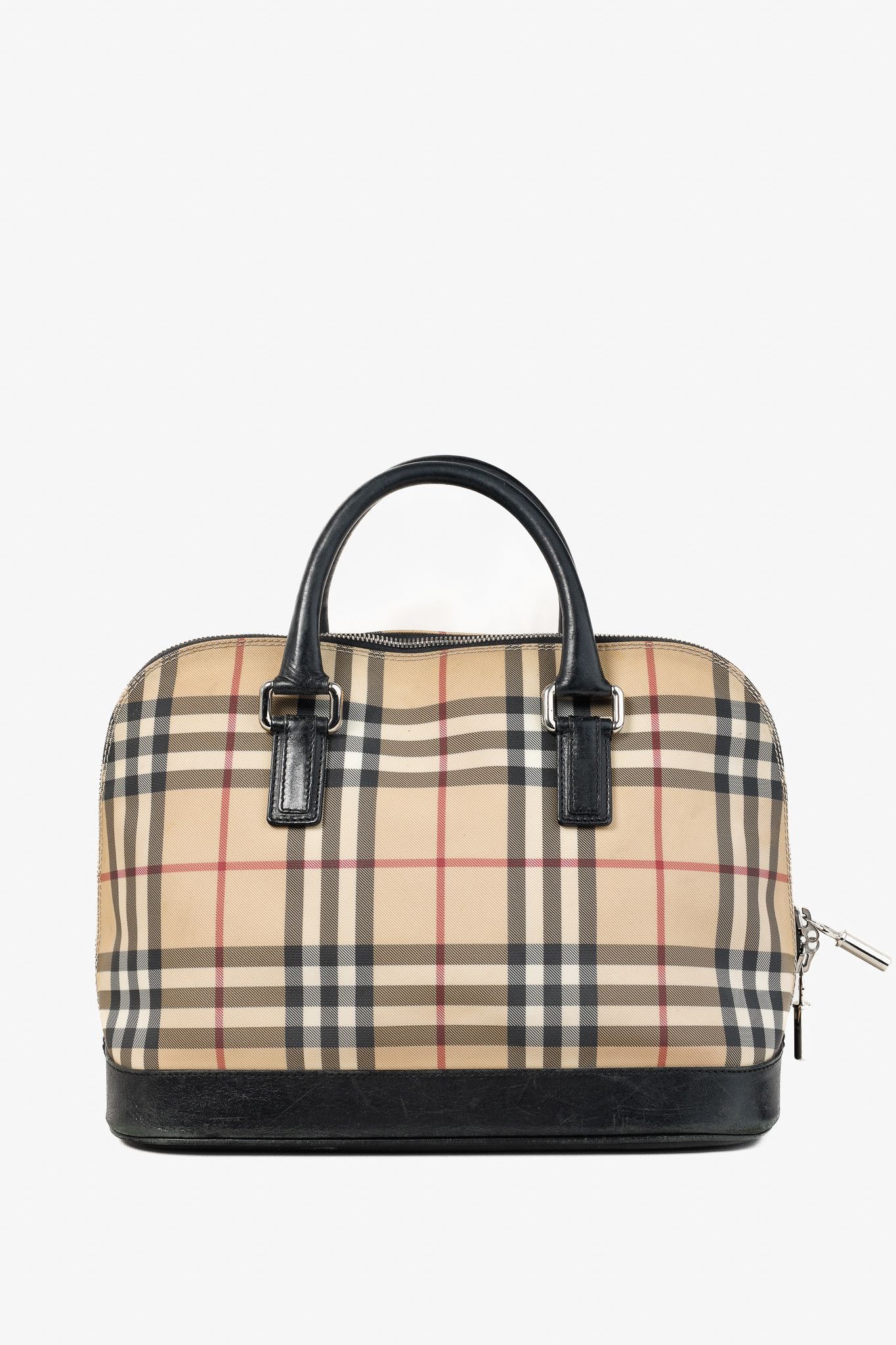 Burberry Burberry House Check Leather-Trim Domed Satchel Size ONE SIZE - 1 Thumbnail