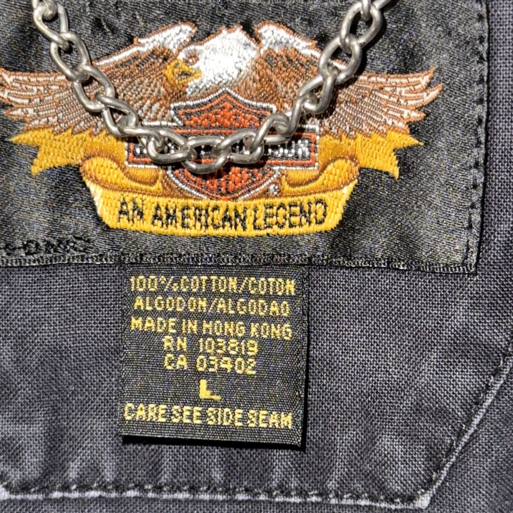 Harley Davidson Harley-Davidson Shirt Mens L Black Long Sleeve Snap Front Embroidered Biker Size US L / EU 52-54 / 3 - 7 Thumbnail