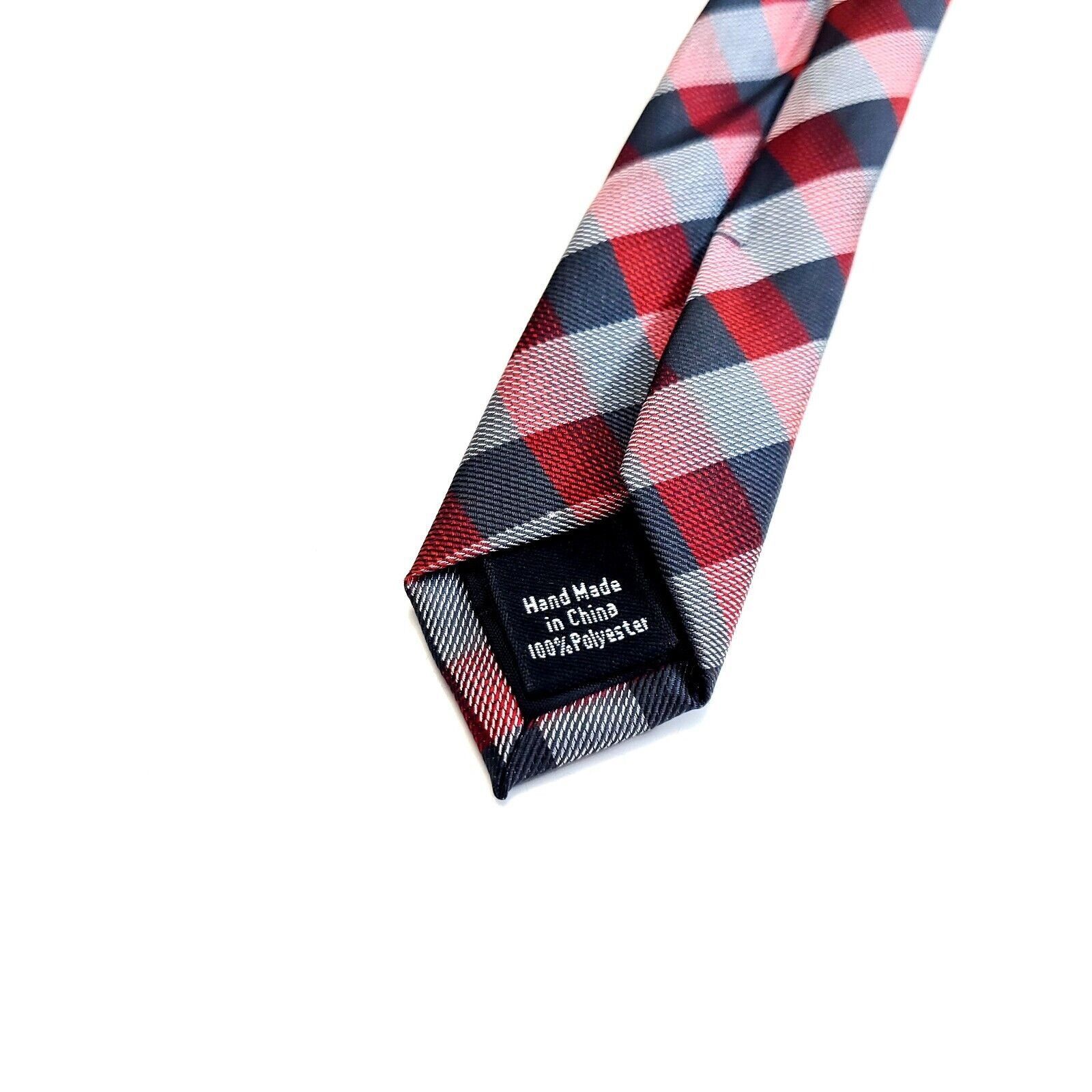 Dockers Dockers Polyester Gray Red White Plaid Tie Size ONE SIZE - 4 Thumbnail
