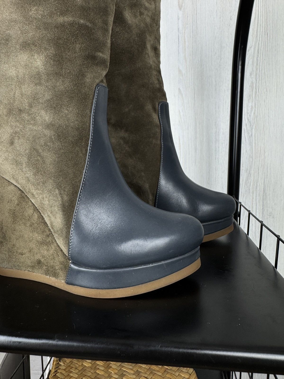 Jil Sander Jill Sander olive green suede and gray leather wedges Size US 6.5 / IT 36.5 - 4 Thumbnail