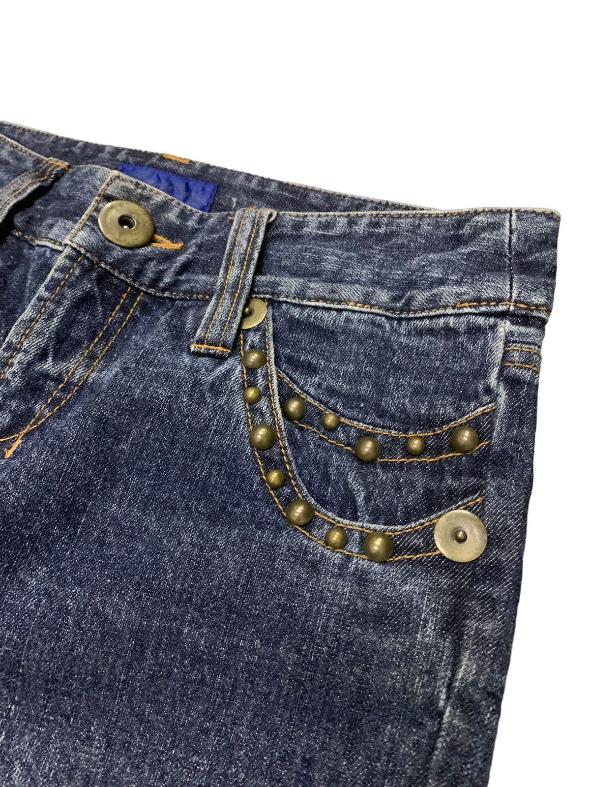 If Six Was Nine × Tornado Mart Azul Pure Japan Flared Geometrical Studded Craft Denim Pants Size US 30 / EU 46 - 11 Thumbnail