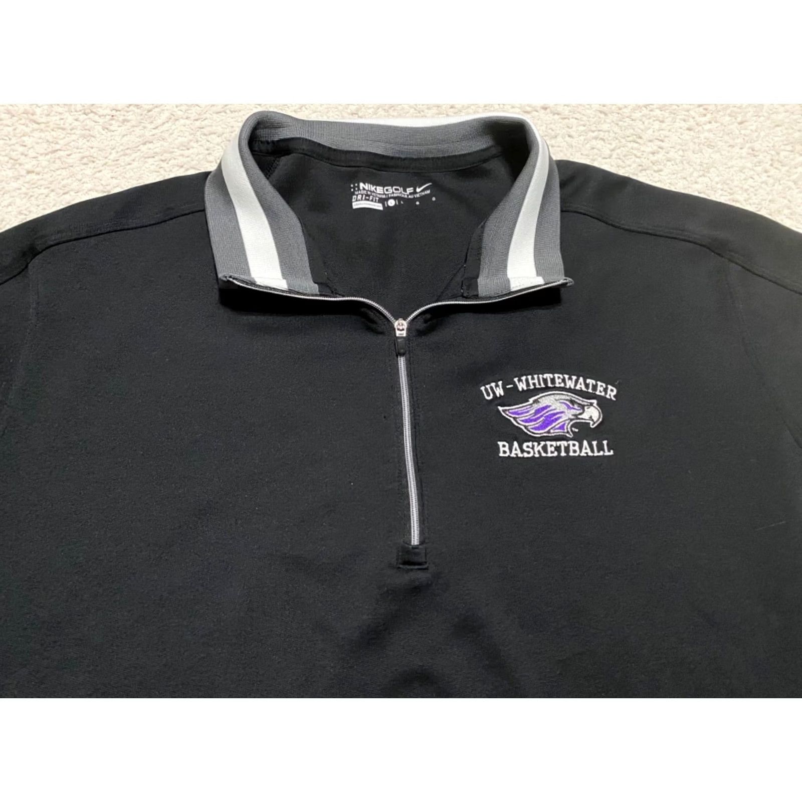 Nike Nike Dri-Fit Jacket Nike Golf Men's L Black 1/4 Zip Wisconsin Whitewater Warhawks Size US L / EU 52-54 / 3 - 2 Thumbnail