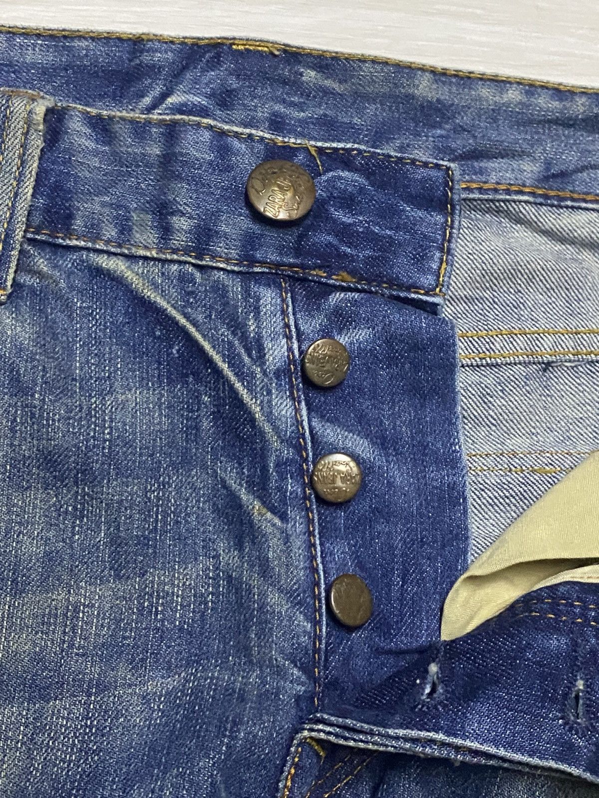 Rhude × Zara Vintage Zara Denim Mud Wash Distressed Loose Jeans Size US 34 / EU 50 - 13 Thumbnail