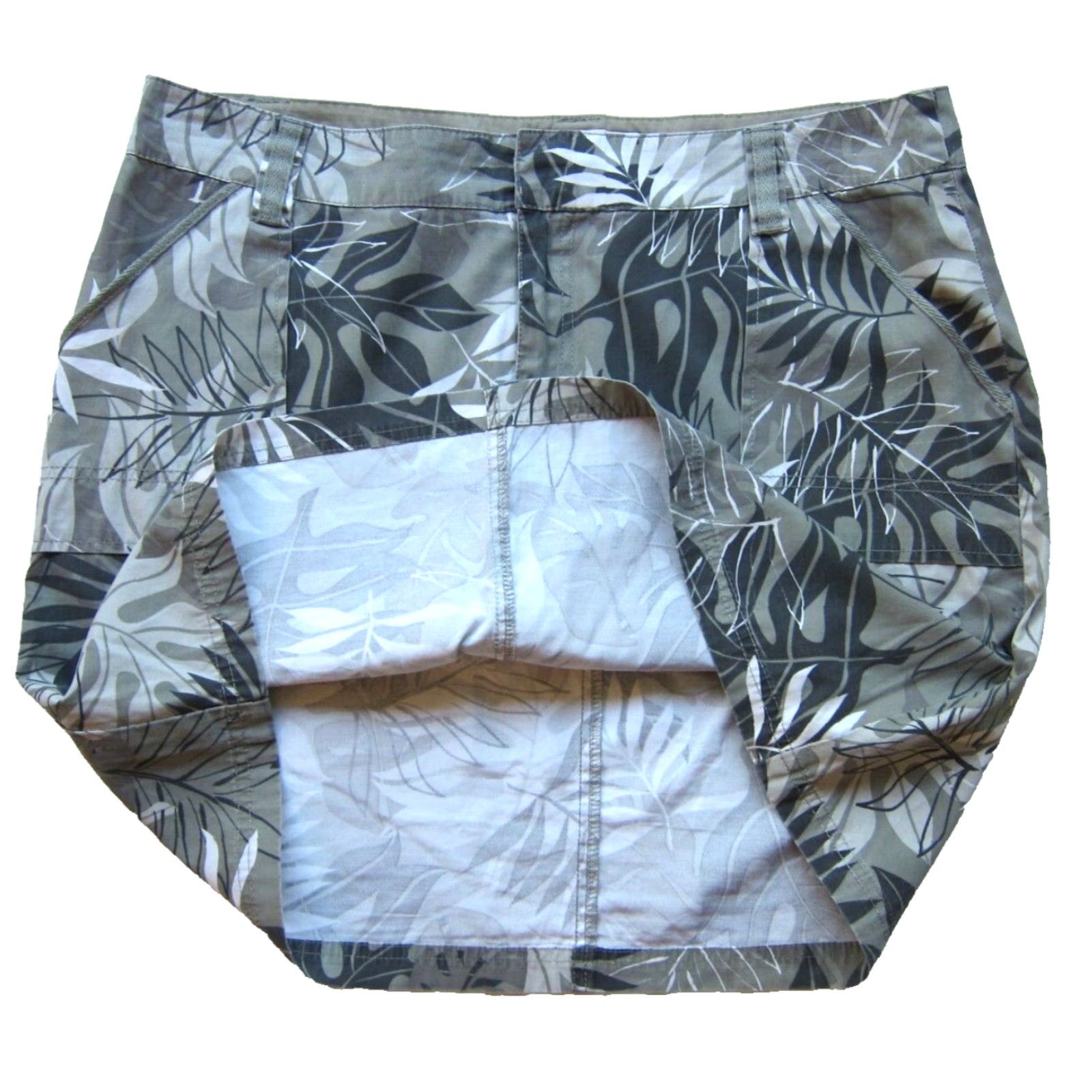 Vintage Crazy Shirt Skirt Women 12 Grey Camouflage Pocket Floral Hawaiian Leaf Tropical Size XL / US 12-14 / IT 48-50 - 5 Thumbnail