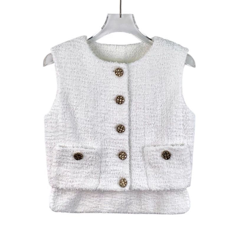 Chanel Chanel 22 white cotton round-neck sleeveless single-breast Size XXS / US 00 / IT 34 - 1 Thumbnail