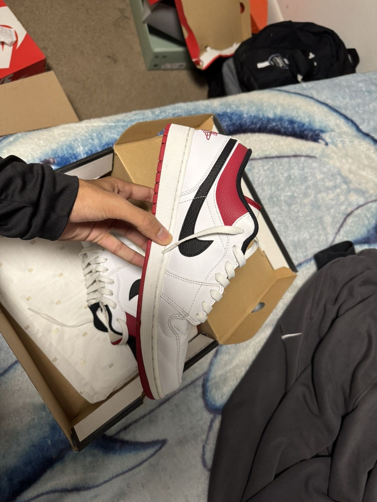 Jordan Brand Jordan 1 Low White University Red Size US 12 / EU 45 - 2 Thumbnail