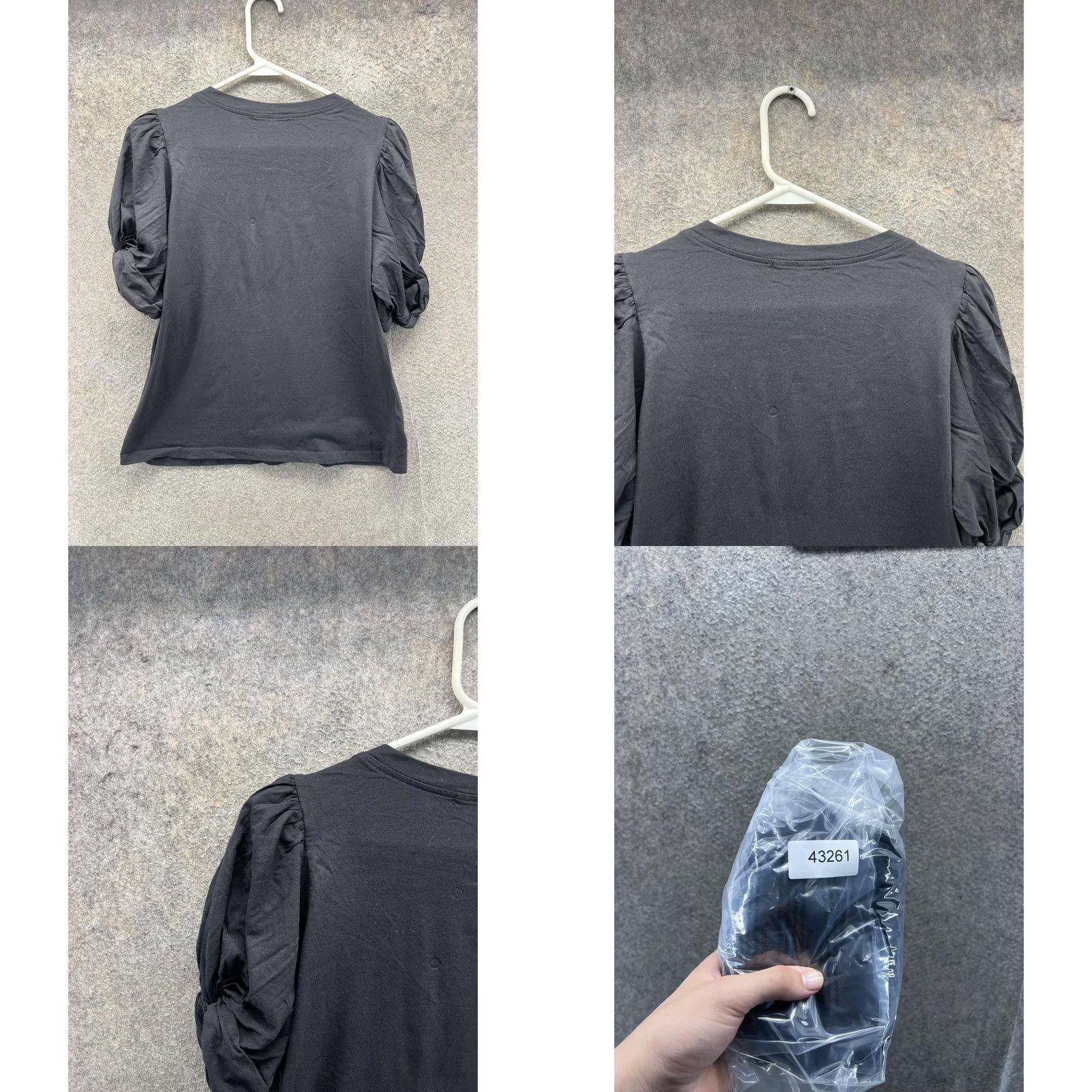 7 For All Mankind 7 For All Mankind Shirt Womens Large Black V Neck Puff Short Sleeve Jersey Top Size L / US 10 / IT 46 - 8 Thumbnail
