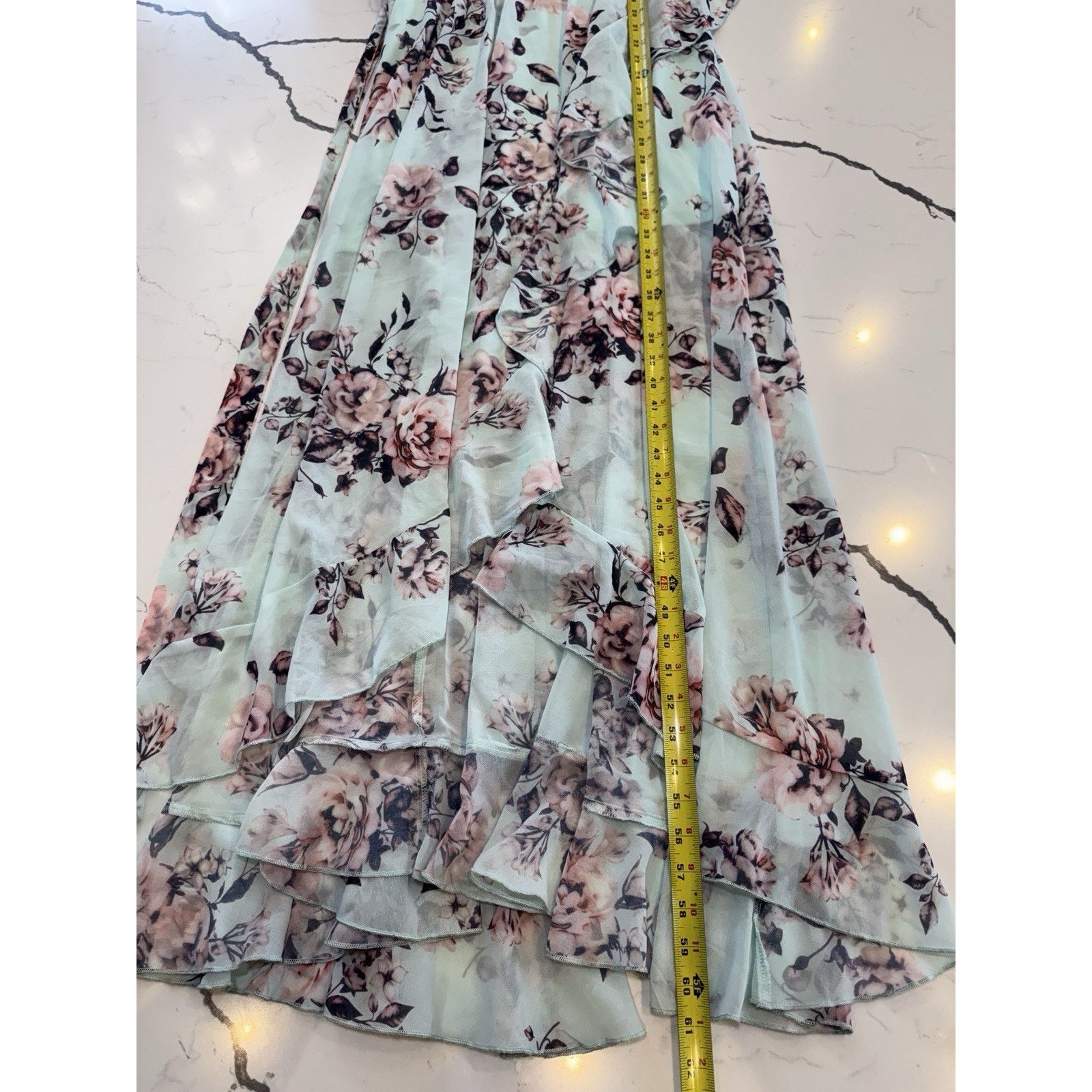 Shein SHEIN Belle XL Floral Print Ruffle Trim Bridesmaid Dress Size XL / US 12-14 / IT 48-50 - 4 Thumbnail