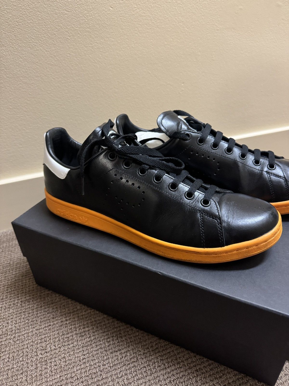 Adidas × Raf Simons RAF SIMONS Stan Smith Black/Orange Size US 10.5 / EU 43-44 - 3 Thumbnail