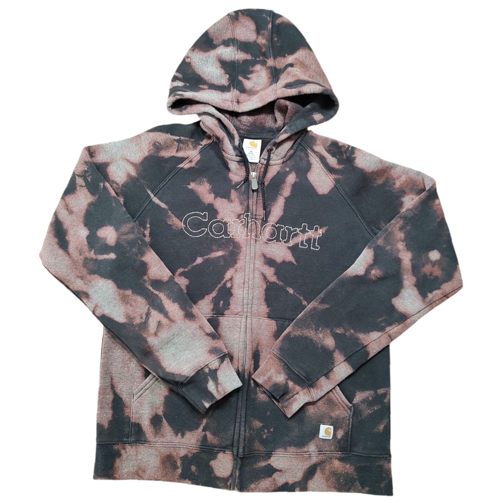 Carhartt VINTAGE Carhartt Embroidered Full Zip Hoodie Sweatshirt Ladies M Black Tie Dye Acid Wash Sweatshirt Size M / US 6-8 / IT 42-44 - 2 Thumbnail