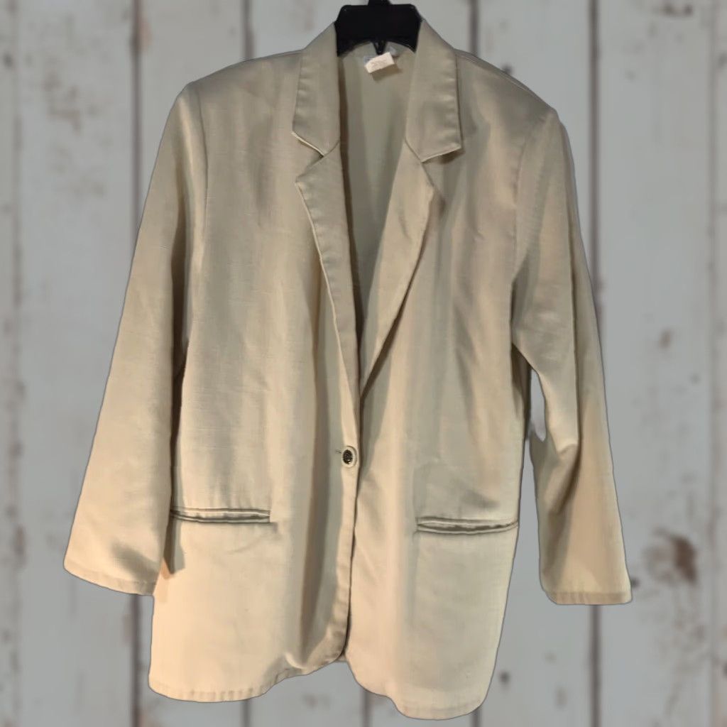 Vintage VINTAGE Bobbie Brooks Blazer Women’s Medium Ivory Knit Casual Business Workwear Fall Winter Spring Size M / US 6-8 / IT 42-44 - 1 Thumbnail