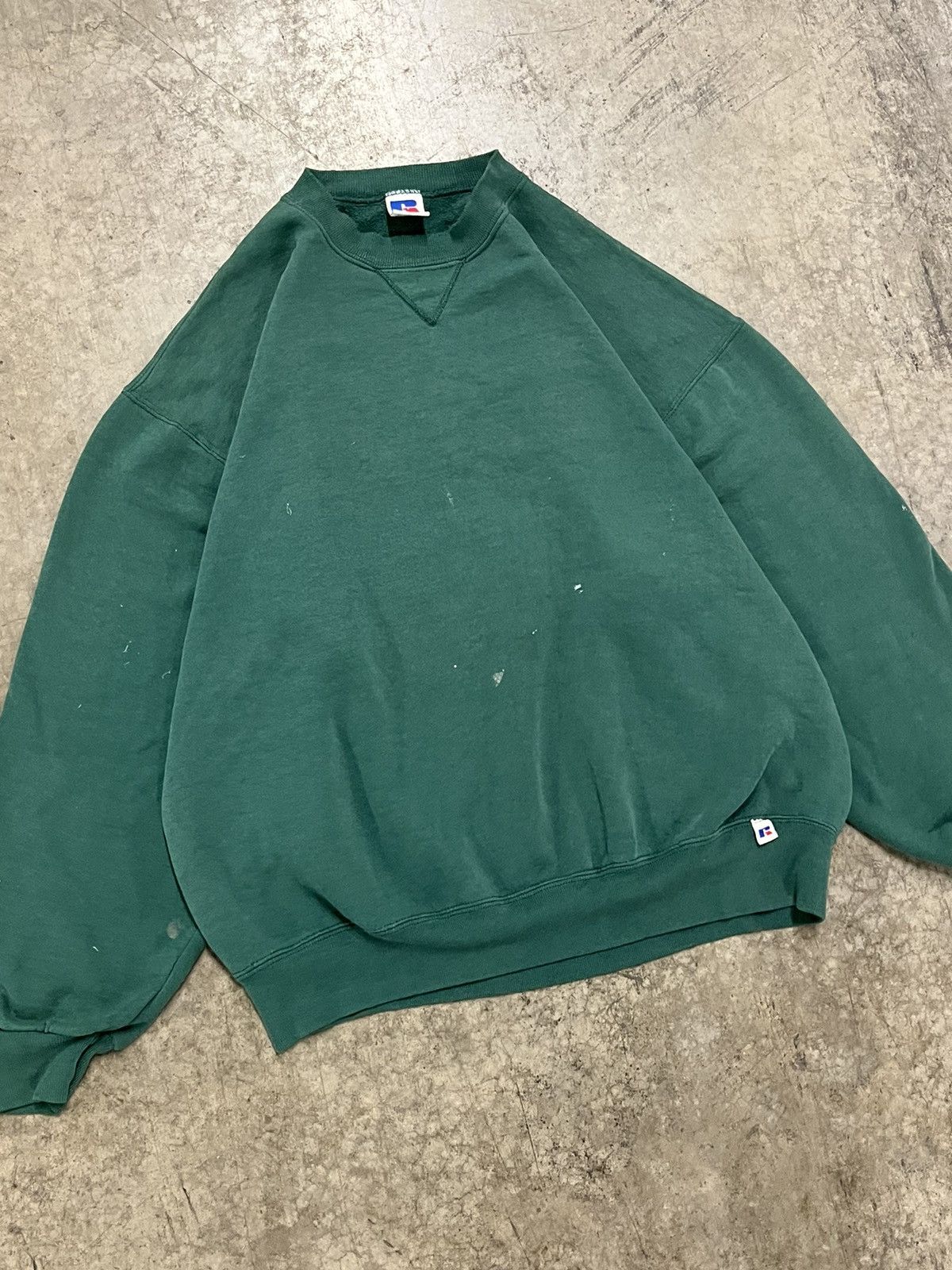 Russell Athletic × Vintage Russell athletic forest green boxy fit crewneck thrashed 90s Size US XL / EU 56 / 4 - 3 Thumbnail