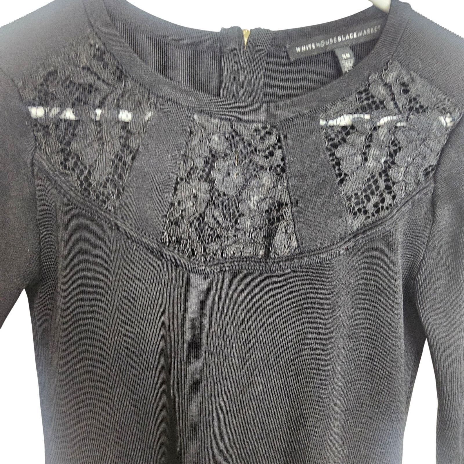 White House Black Market White House Black Market Womens Lace Stretch Blouse Size XS Size XS / US 0-2 / IT 36-38 - 2 Thumbnail