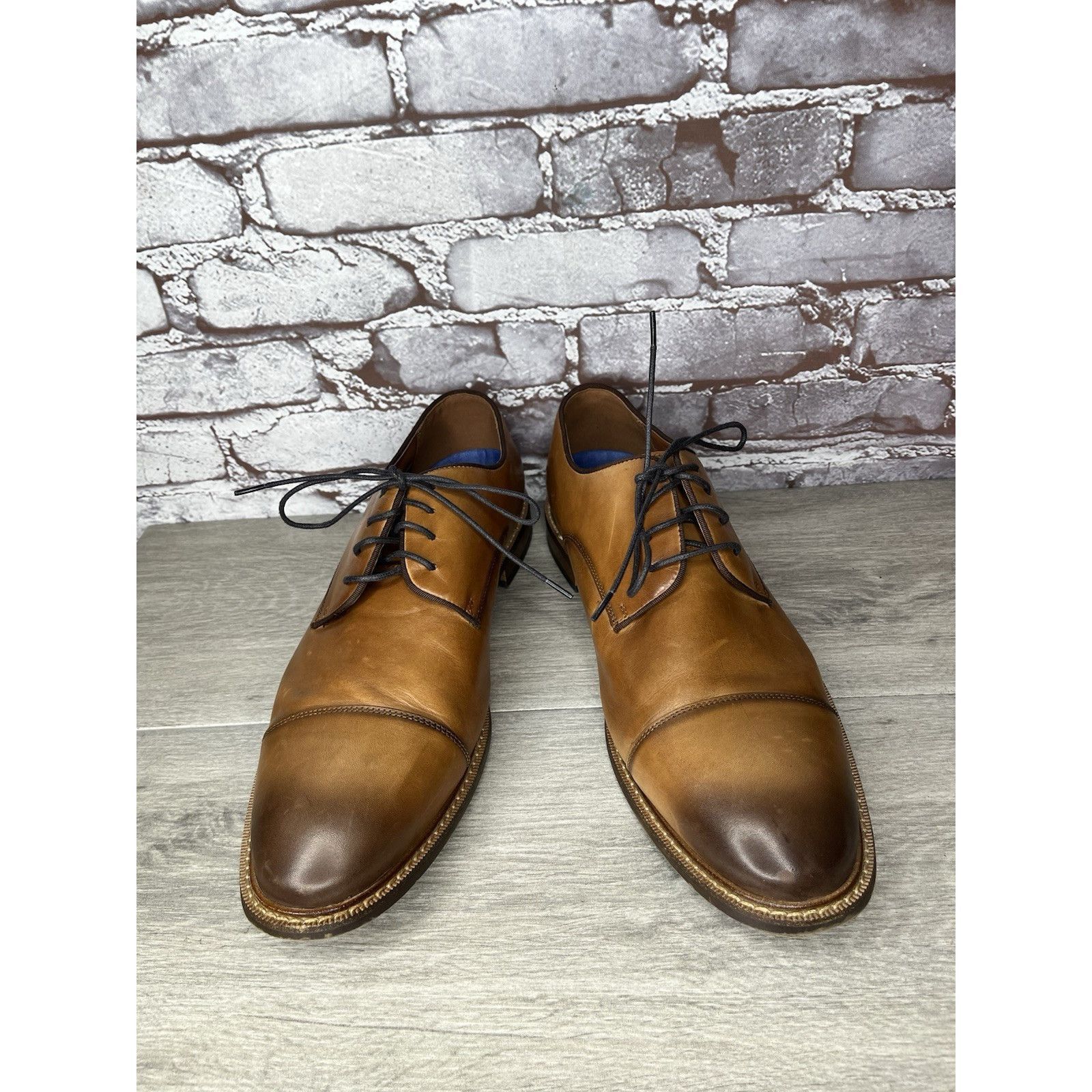 Vince Camuto Vince Camuto Lamson Cognac Brown Leather Dress Oxfords Shoes Size US 12 / EU 45 - 5 Thumbnail