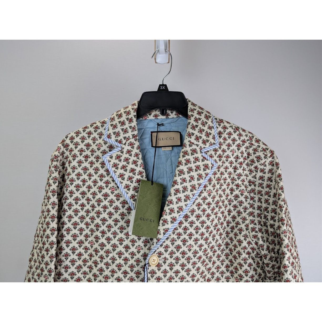 Gucci o1rshd1 Flowers On Linen Jacket in Ivory/Red Size US M / EU 48-50 / 2 - 2 Thumbnail