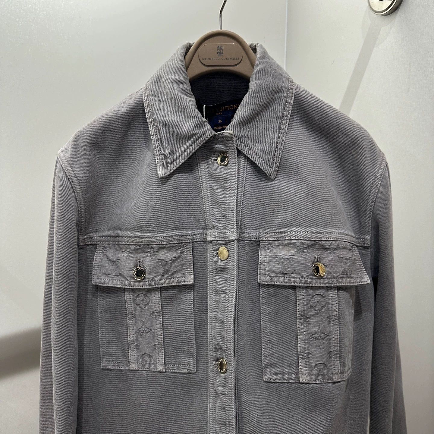 Louis Vuitton LV 25SS Women's Monogram Pocket Cotton Denim Jacket 36 Size XS / US 0-2 / IT 36-38 - 6 Thumbnail