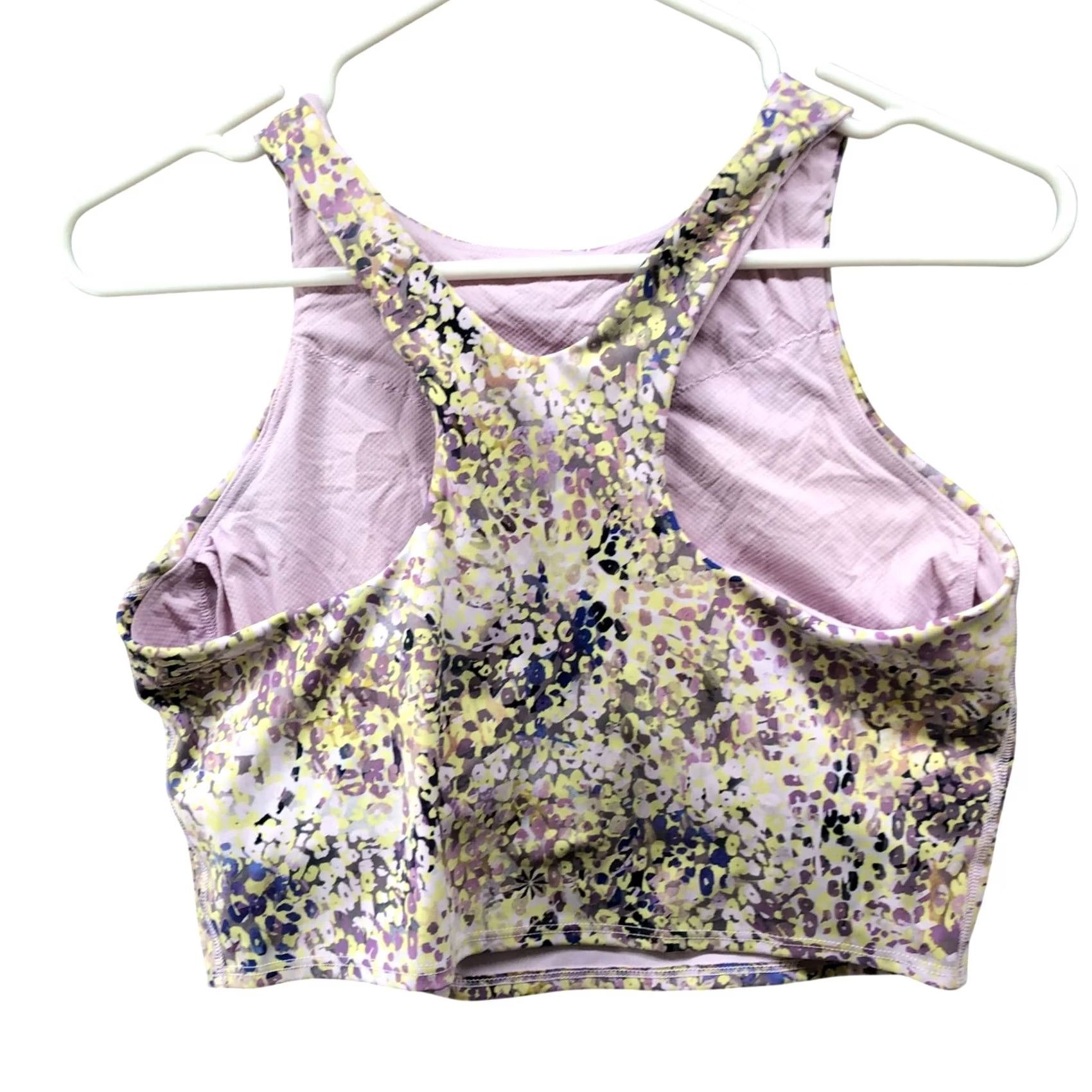 Athleta Athleta Sports Bra Womens M Purple Floral Printed Multicolor Longline Tank Size ONE SIZE - 2 Thumbnail