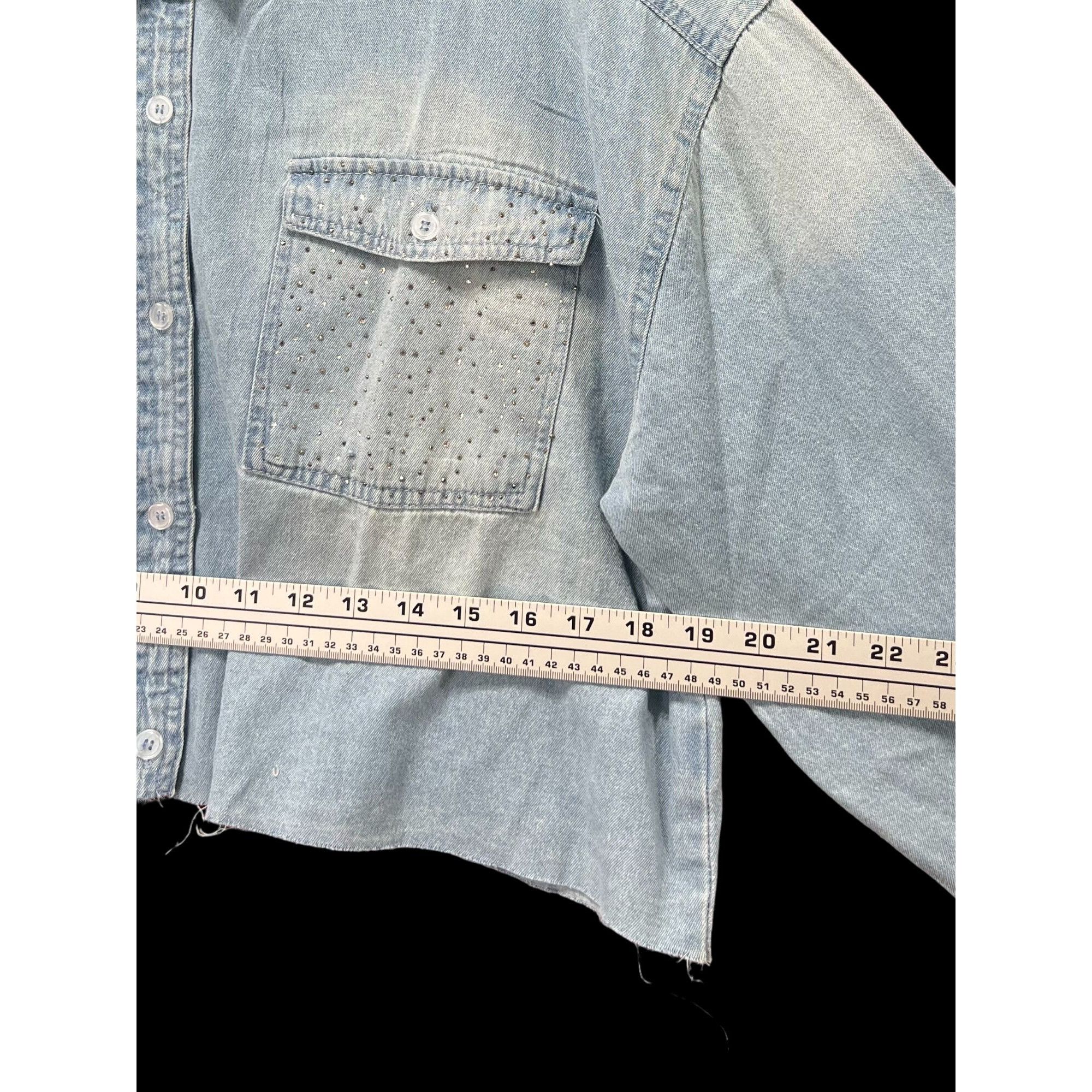 rue21 Rue 21 - Women's Chambray Long Sleeve Button Down Shirt With Size XL / US 12-14 / IT 48-50 - 5 Thumbnail