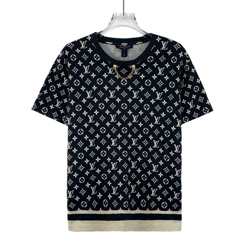 Louis Vuitton Louis Vuitton 23 black logo full print chain cotton crew n Size S / US 4 / IT 40 - 1 Thumbnail