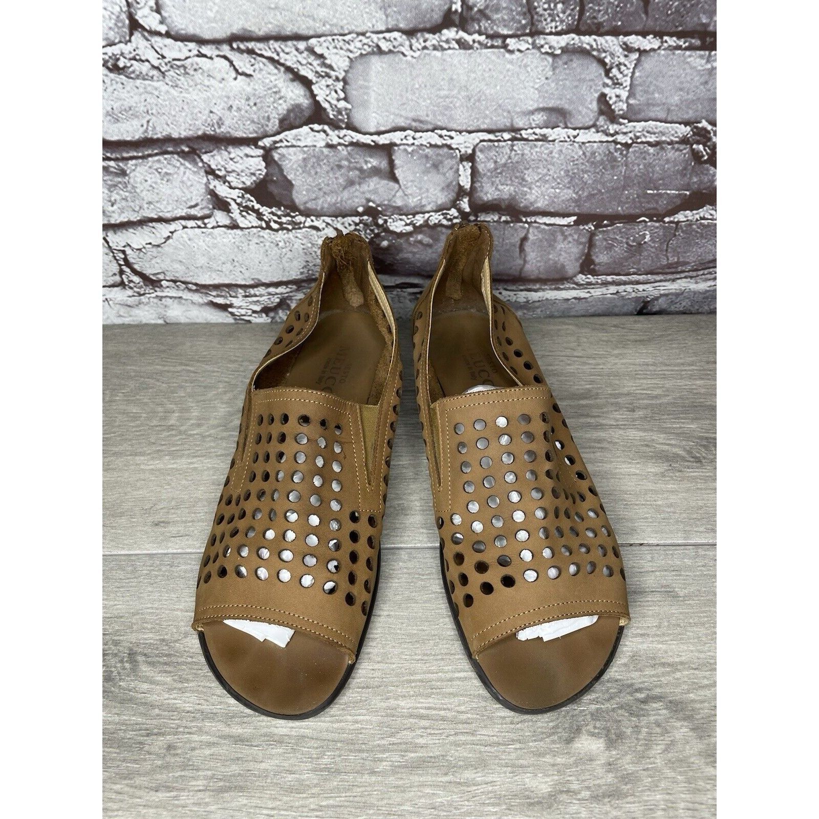 Other Sesto Meucci Evonne Brown Nubuck Perforated Open Toe Back Zi Size US 10 / IT 40 - 14 Thumbnail