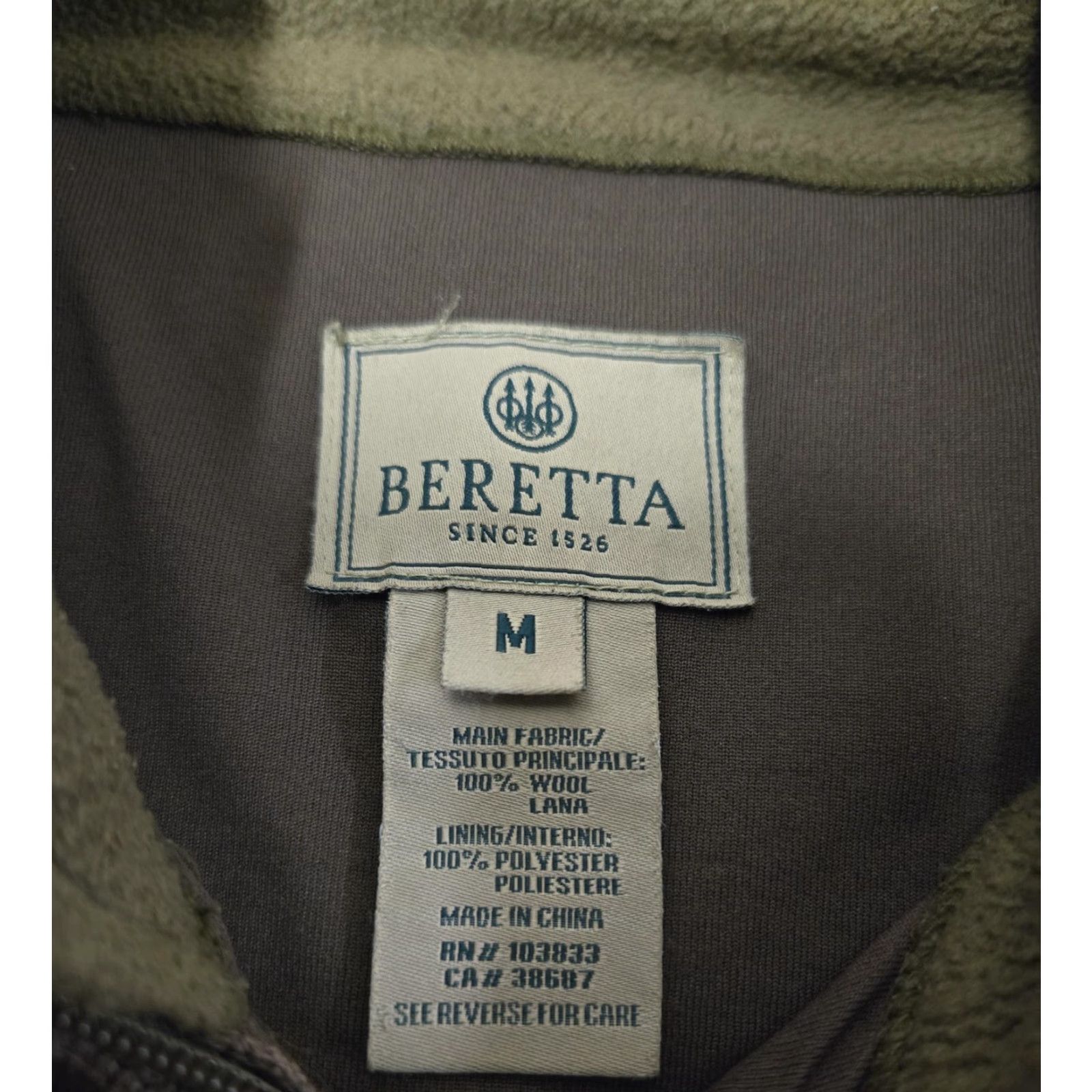 Vintage Beretta Mens Full Zip Sweater M Brown Wool Lined Shoulder Patches Hunting Knit Mock Neck Solid Size US M / EU 48-50 / 2 - 6 Thumbnail