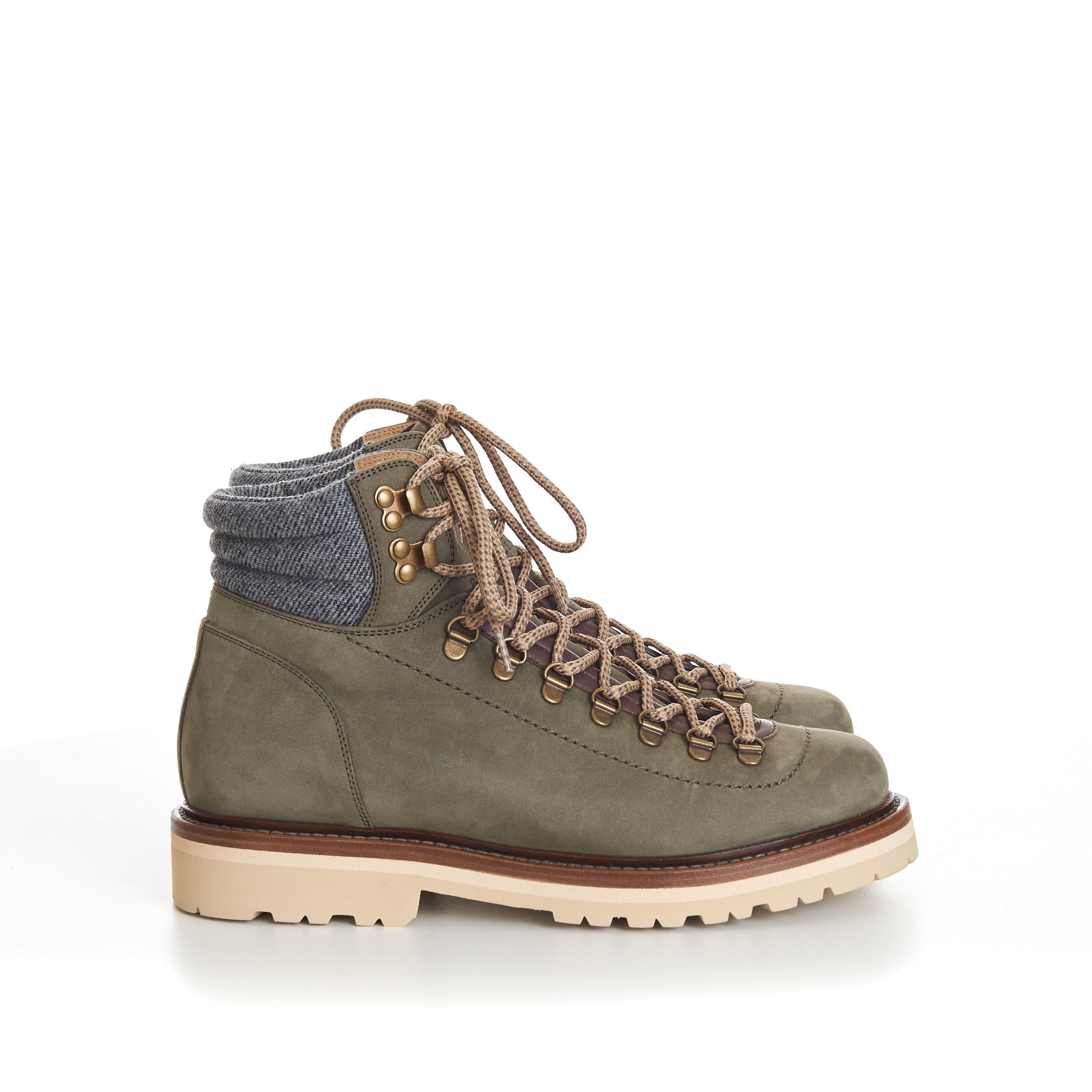 Brunello Cucinelli Nubuck Mountain-Style Boots With Wool Diagonal Insert Size US 7.5 / EU 40-41 - 8 Thumbnail