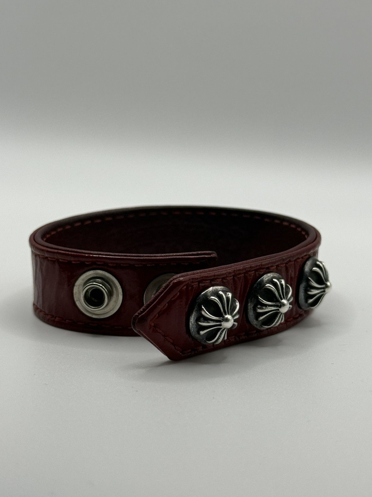 Chrome Hearts Chrome Hearts Leather Snap Bracelet Patent Red Size ONE SIZE - 2 Thumbnail