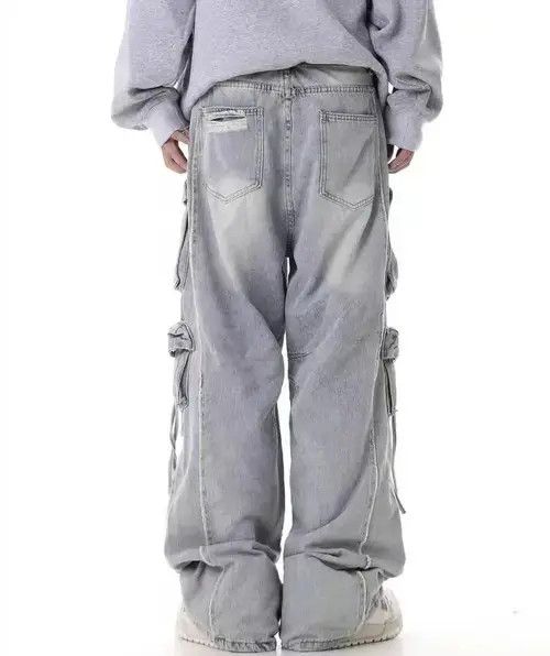 Japanese Brand Retro heavy industry beggar ripped workwear wide leg jeans Size US 32 / EU 48 - 3 Thumbnail