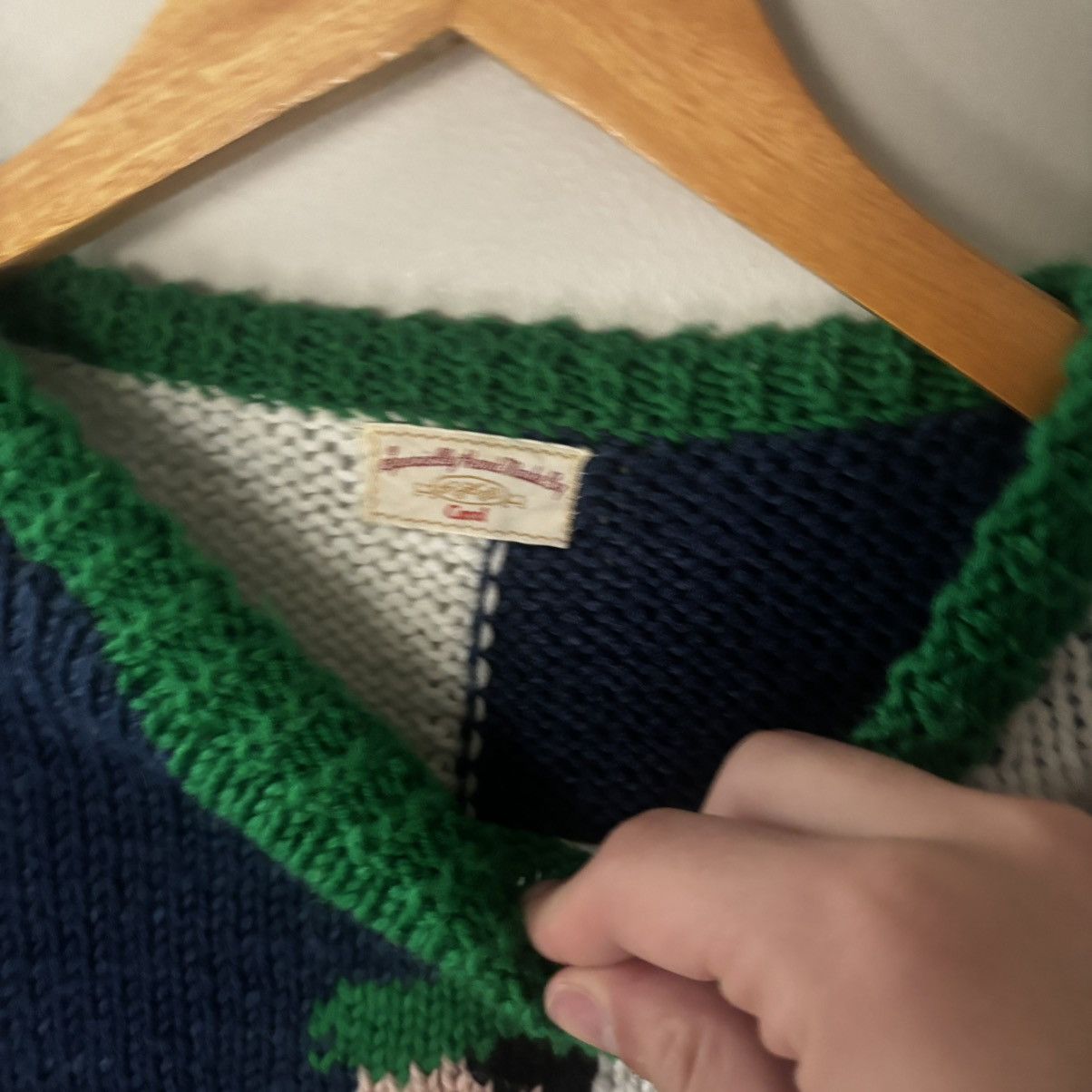 Vintage 1970s Handknit Grandpa Golf Sweater Size US L / EU 52-54 / 3 - 2 Thumbnail