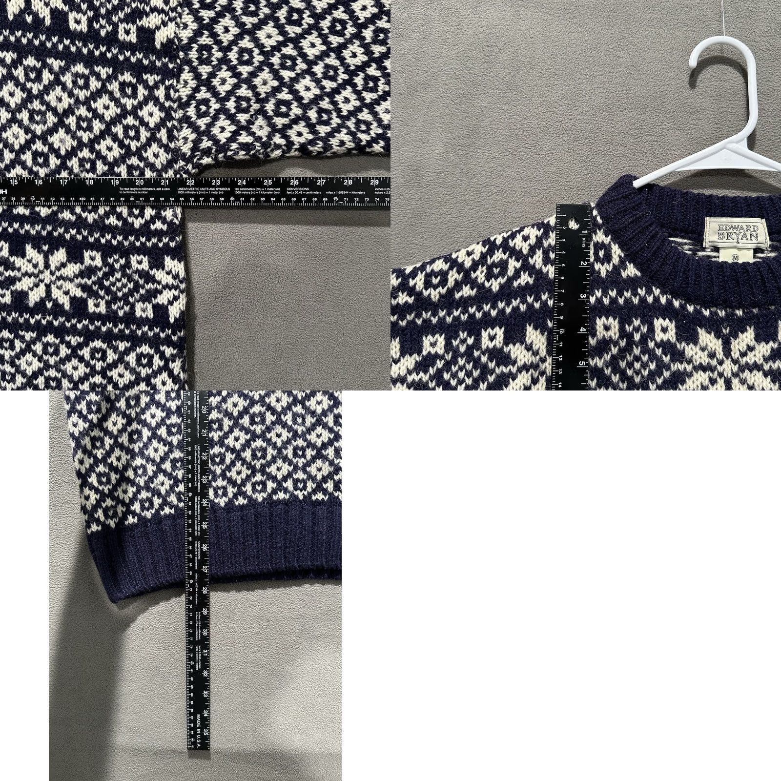 Vintage Vintage Edward Bryan Sweater Mens M Blue Birdseye Fair Isle Nordic Wool Crewneck Size US M / EU 48-50 / 2 - 8 Thumbnail