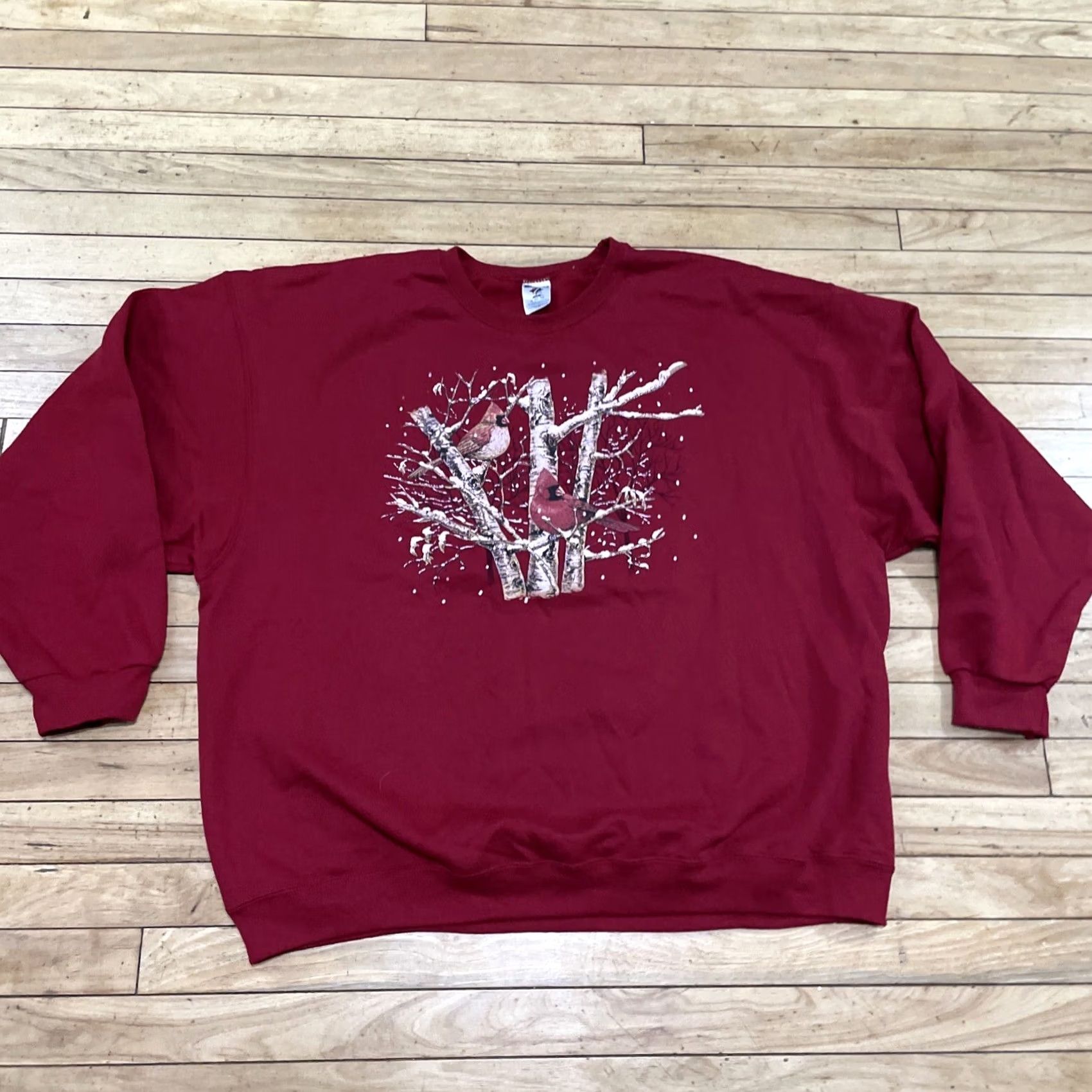 Jerzees JERZEES Sweater Unisex Adults 3X Red Cardinal Forest Nature Fleece Pullover Crew Neck Long Sleeve Graphic Print Red Sweatshirt Size US XXL / EU 58 / 5 - 4 Thumbnail